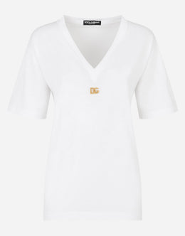 Oversized short-sleeved jersey t-shirt with DG logo