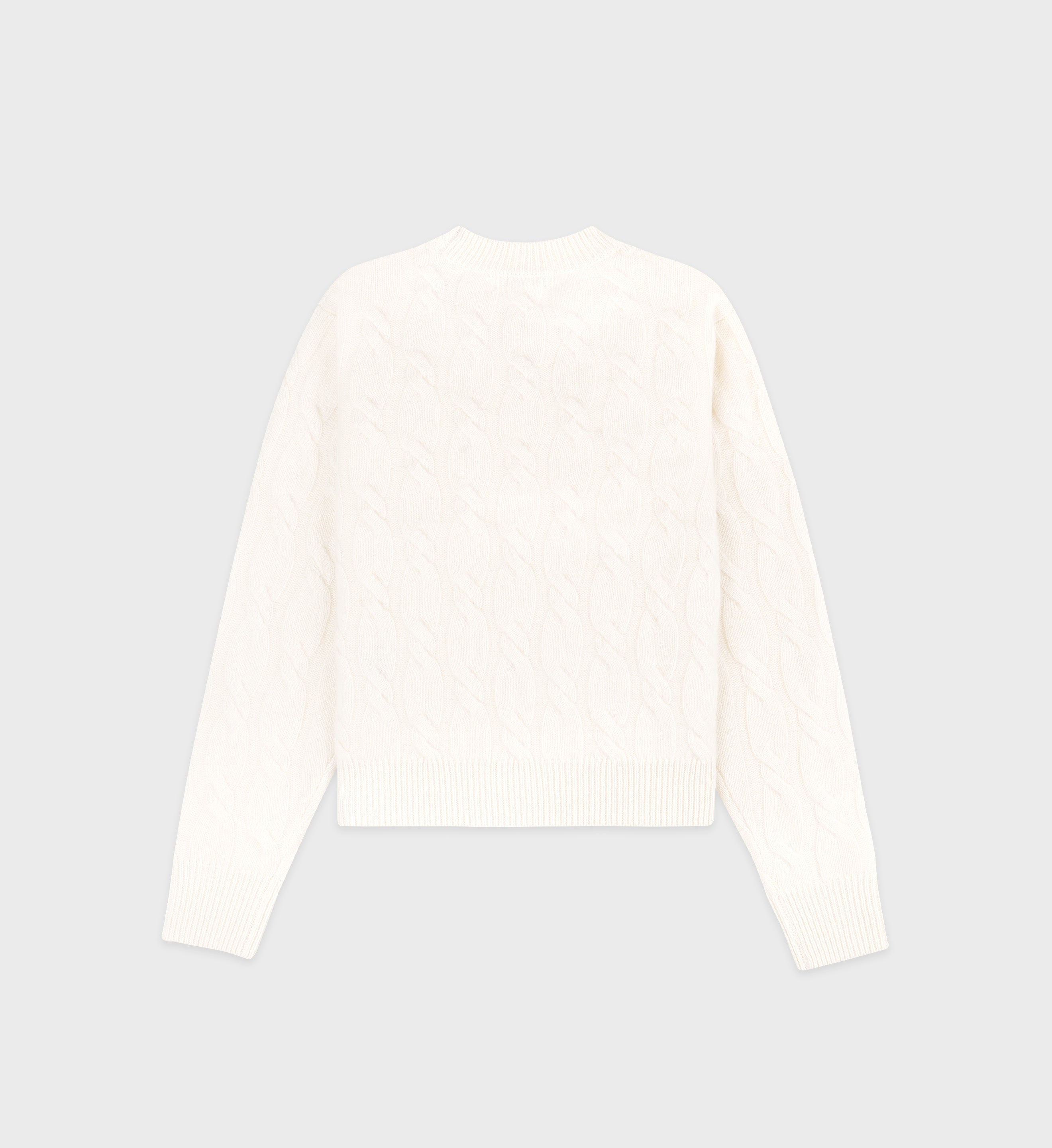 Faubourg Cableknit Wool Cashmere Crewneck - Cream/Chocolate