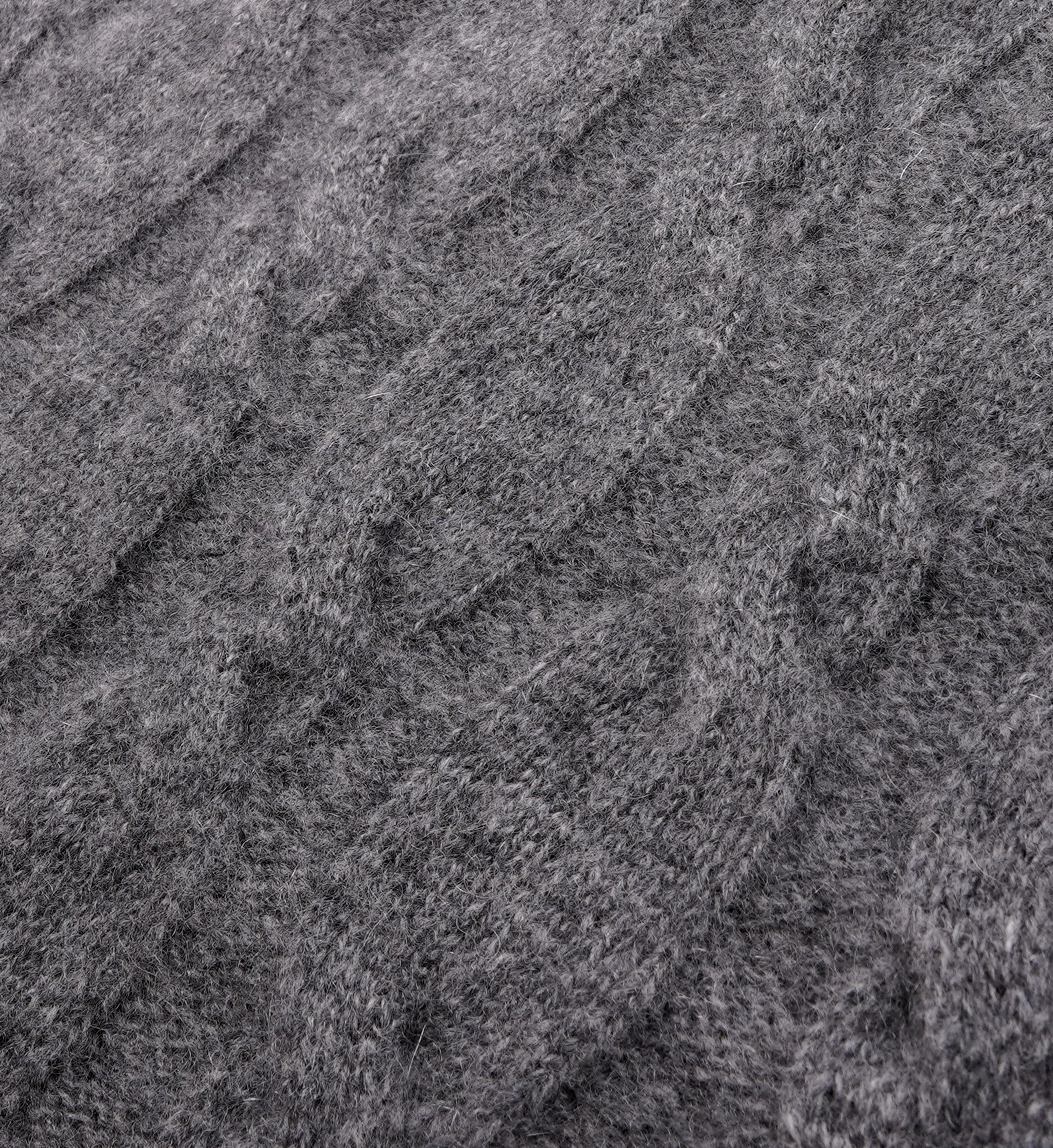 Faubourg Cableknit Wool Cashmere Crewneck - Heather Gray/White