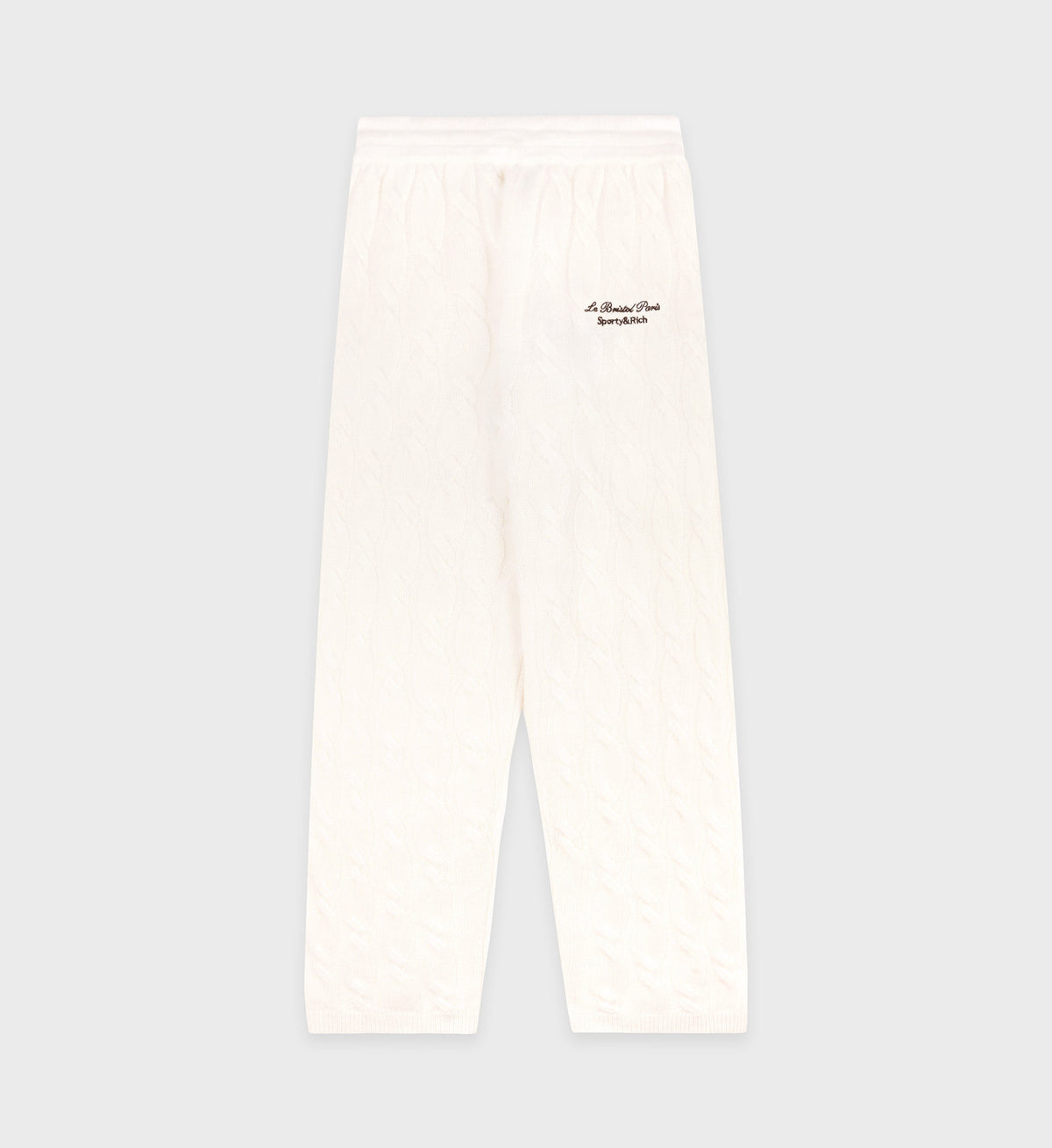 Faubourg Cableknit Wool Cashmere Pants - Cream/White