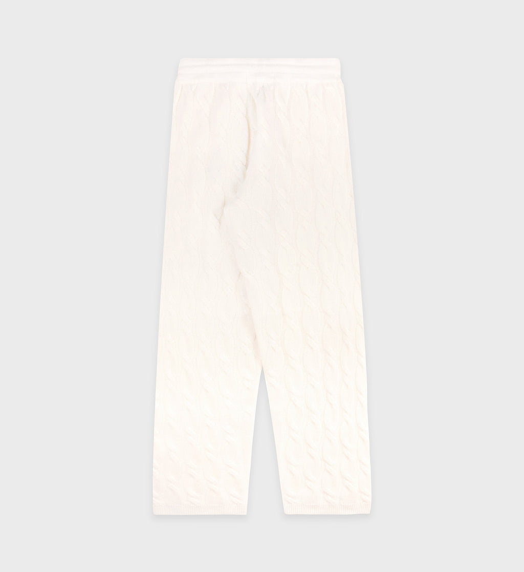 Faubourg Cableknit Wool Cashmere Pants - Cream/White