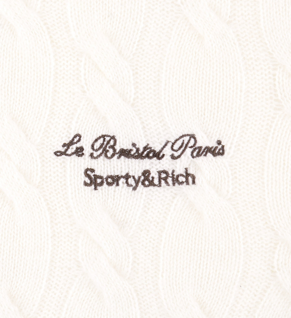 Faubourg Cableknit Wool Cashmere Pants - Cream/White