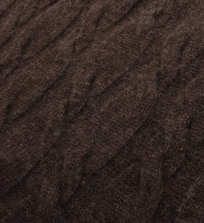 Faubourg Cableknit Wool Cashmere Zip Hoodie - Chocolate/Cream