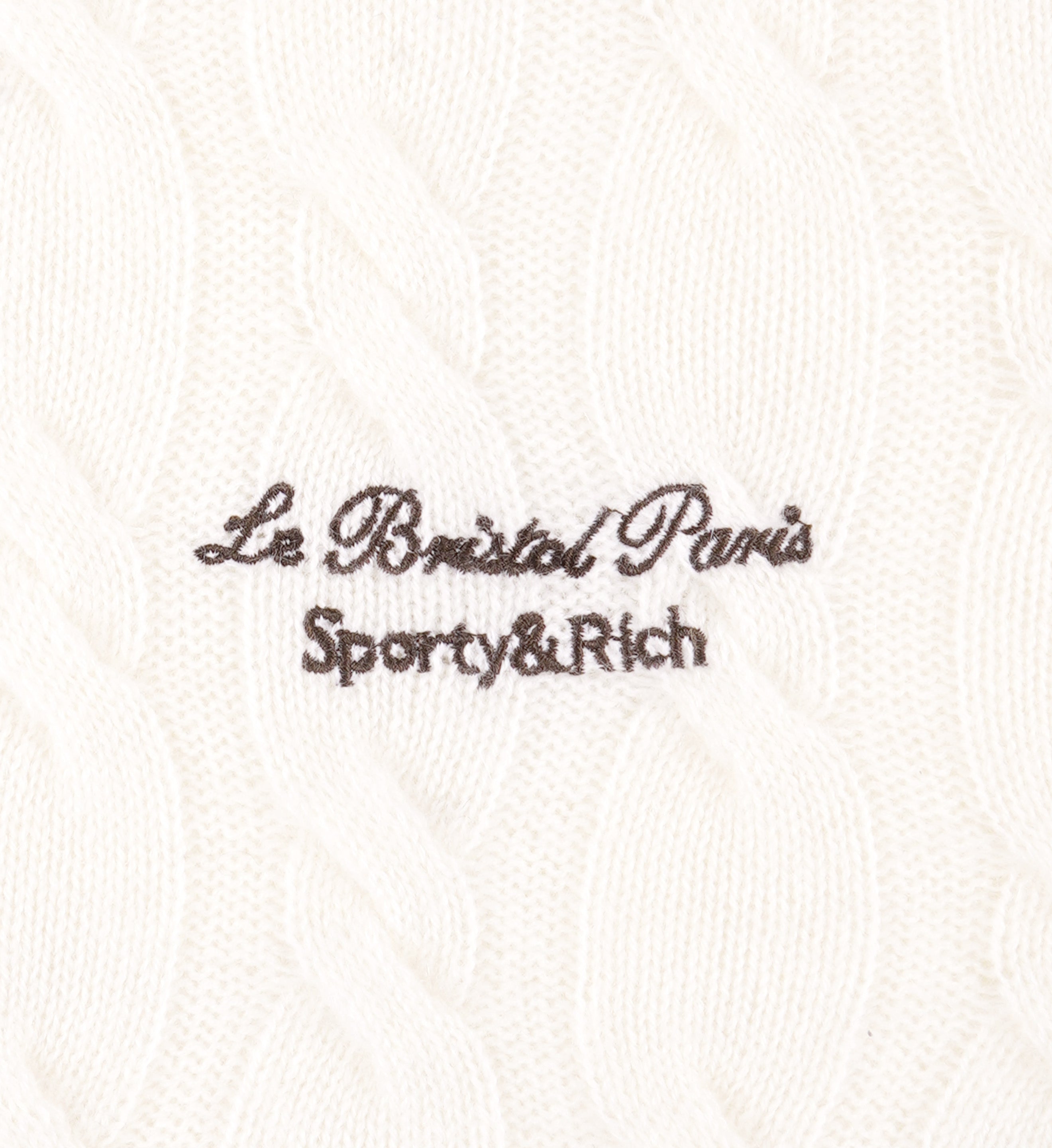 Faubourg Cableknit Wool Cashmere Zip Hoodie - Cream/Chocolate