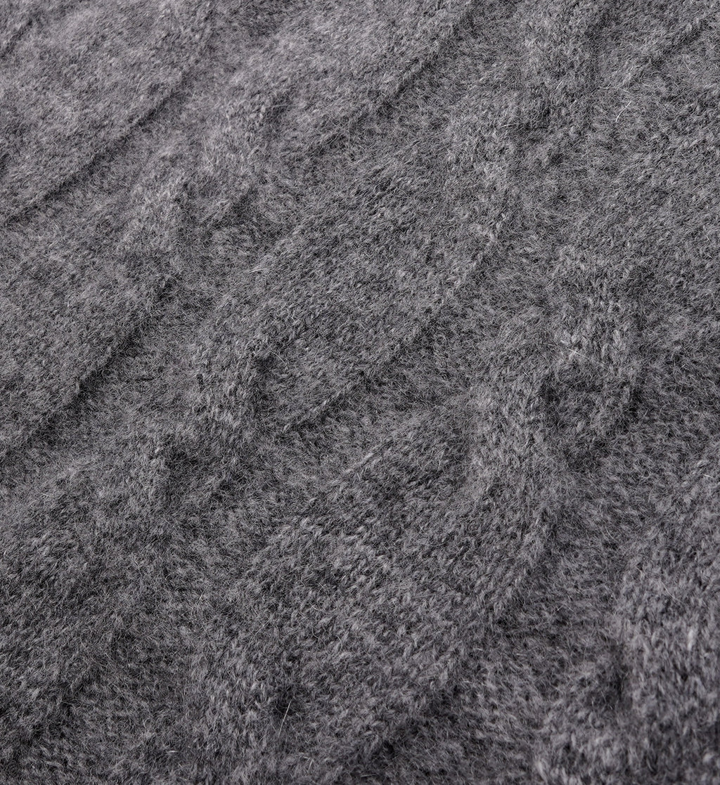 Faubourg Cableknit Wool Cashmere Zip Hoodie - Dark Gray/White