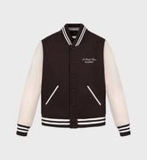 Faubourg Wool Varsity Jacket - Chocolate/Cream