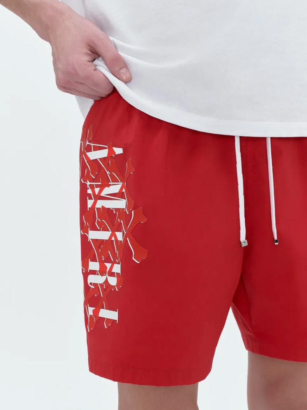 Amiri Bones Printed Swim Shorts in Red