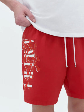 Amiri Bones Printed Swim Shorts in Red
