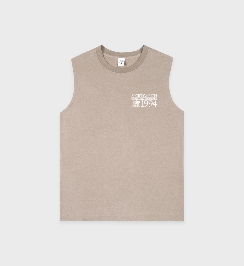 Finish Line Muscle Tee - Elephant/White