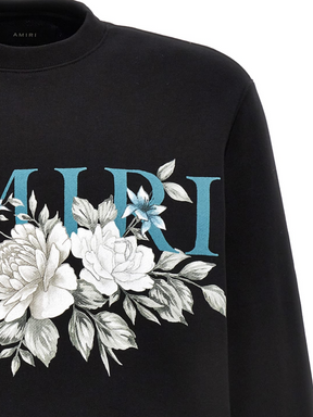 AMIRI FLORAL CREW NECK SWEATSHIRT BLACK