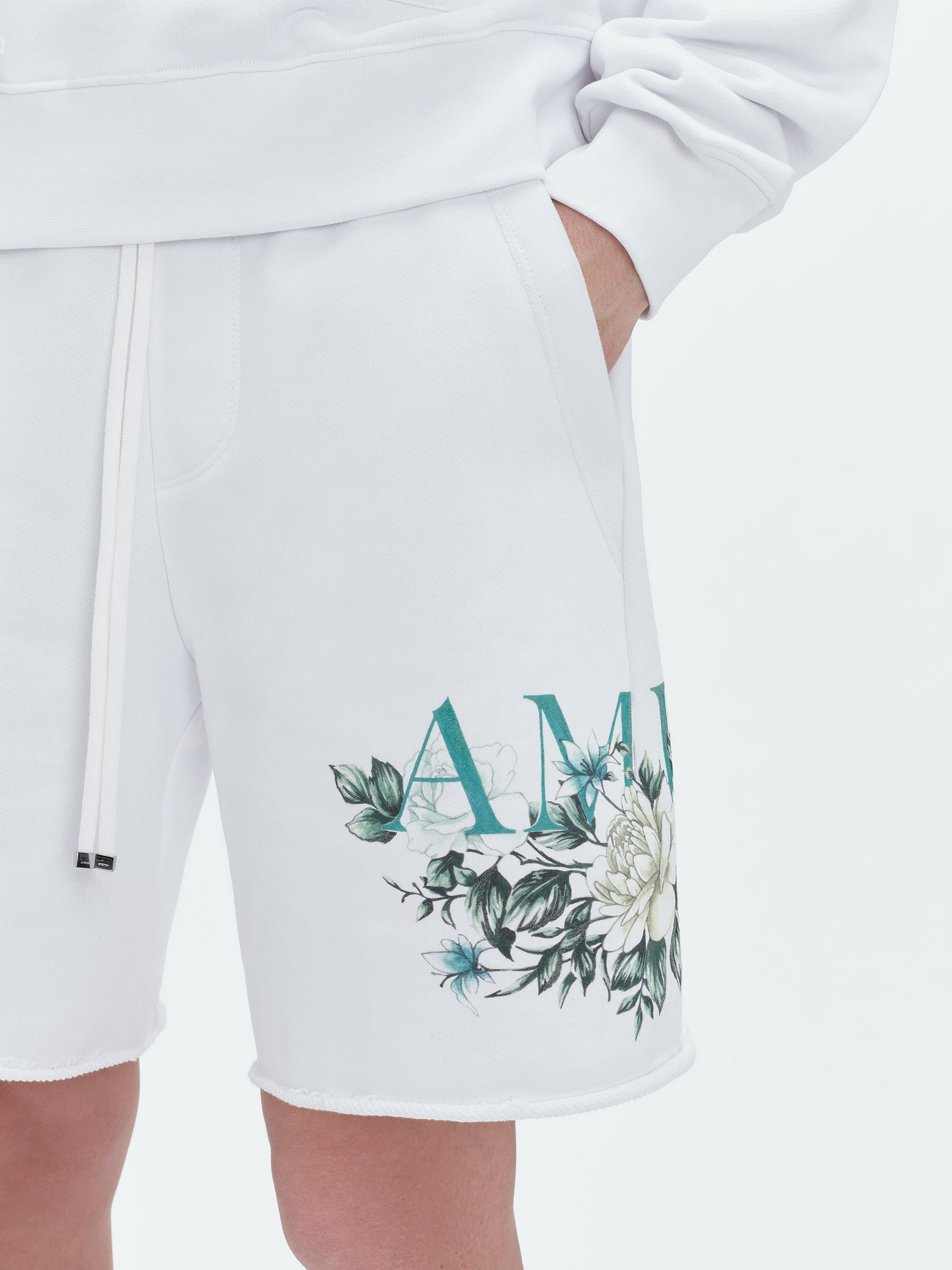 AMIRI FLORAL SWEAT SHORTS WHITE