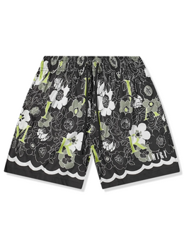 AMIRI FLOWER SWIM SHORTS BLACK GREEN