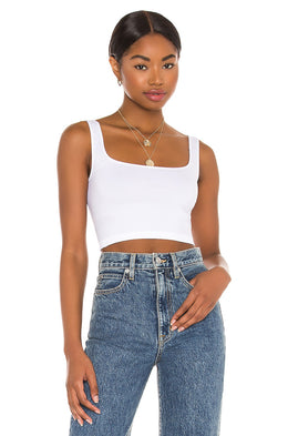 Free People Scoop Neck Crop Top in White