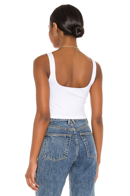 Free People Scoop Neck Crop Top in White