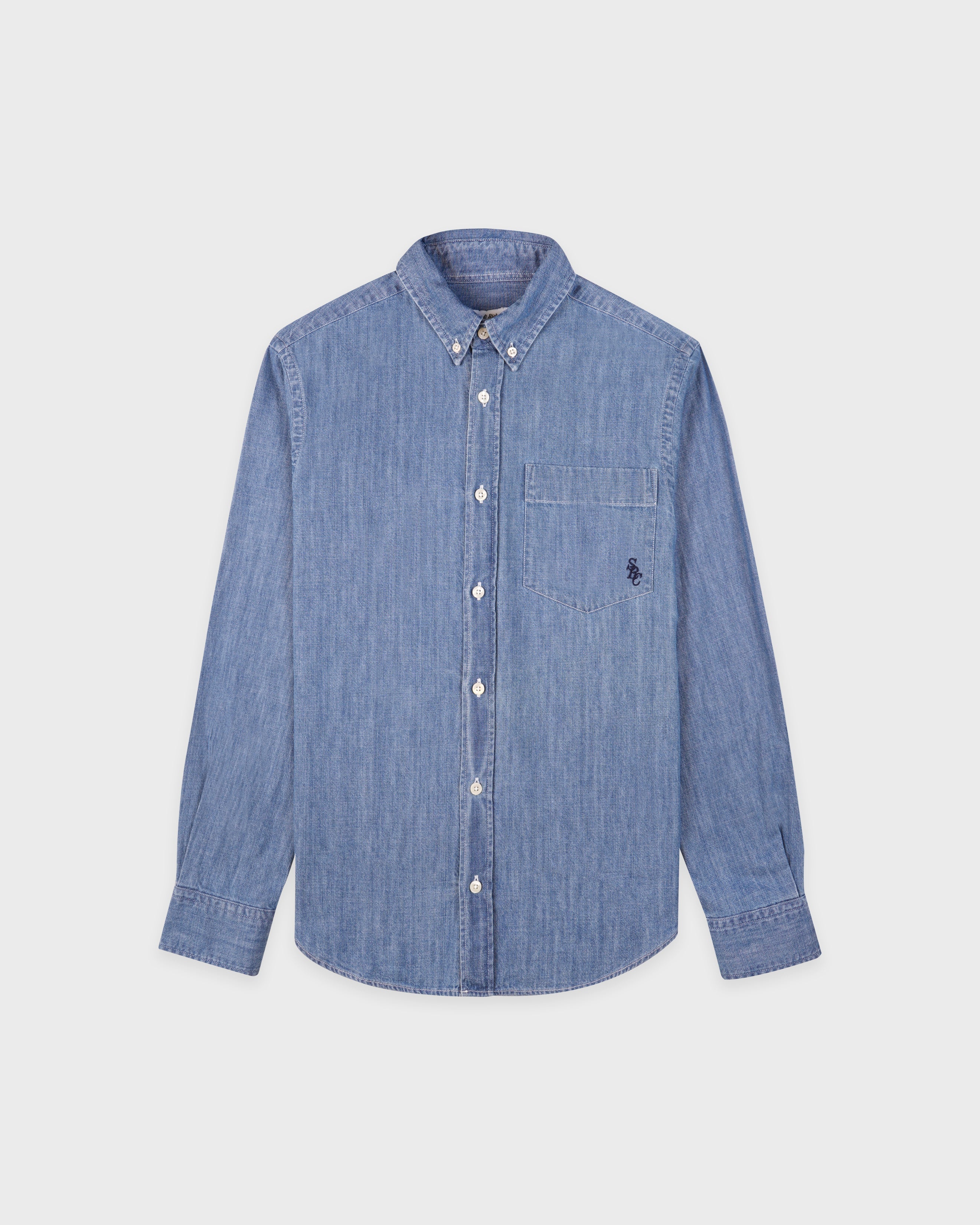 SRC Oversized Denim BD Shirt - Light Blue