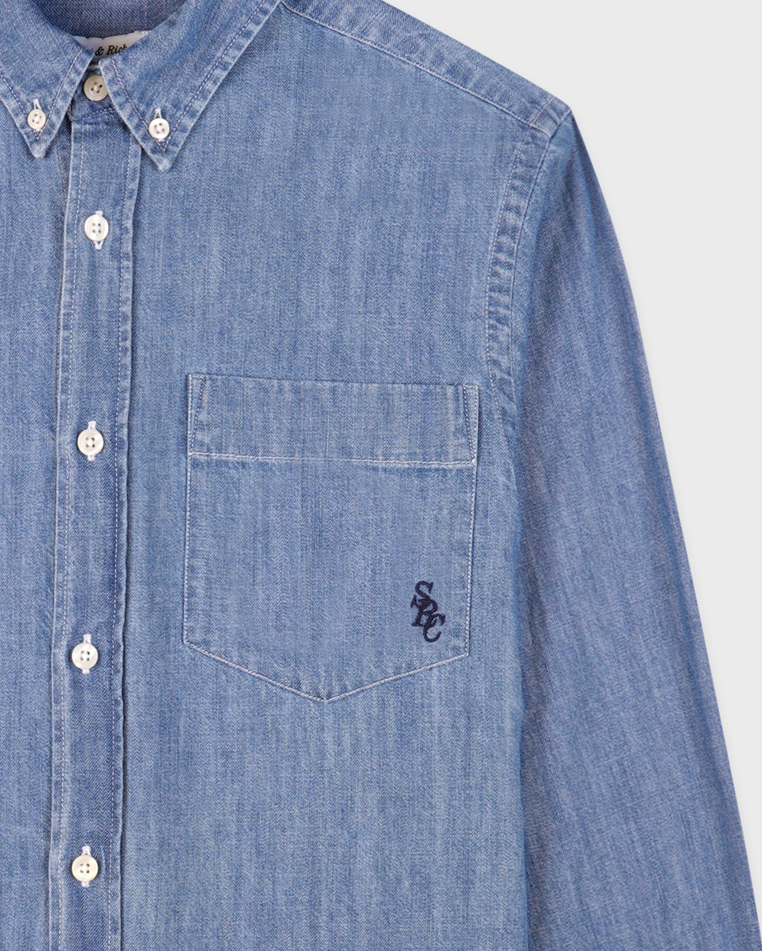 SRC Oversized Denim BD Shirt - Light Blue