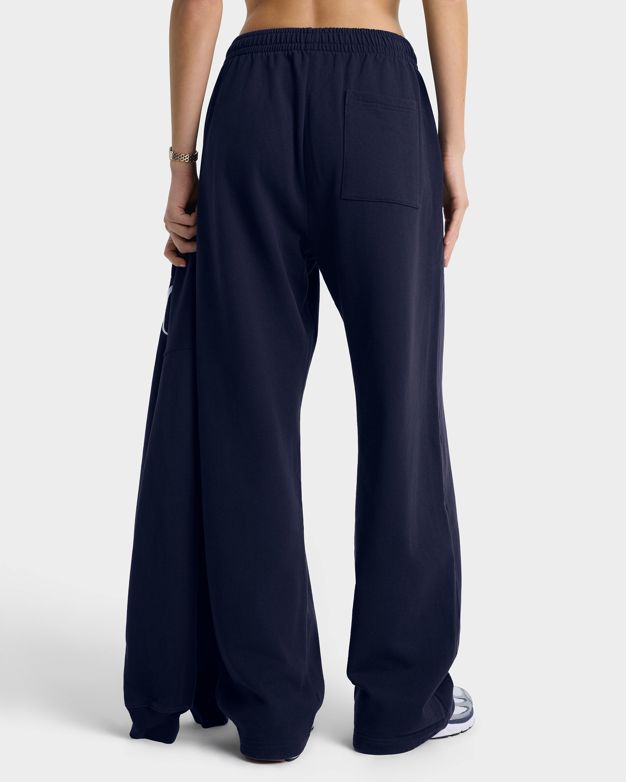 Nautical Embroidered Wide Sweatpant - Navy/White