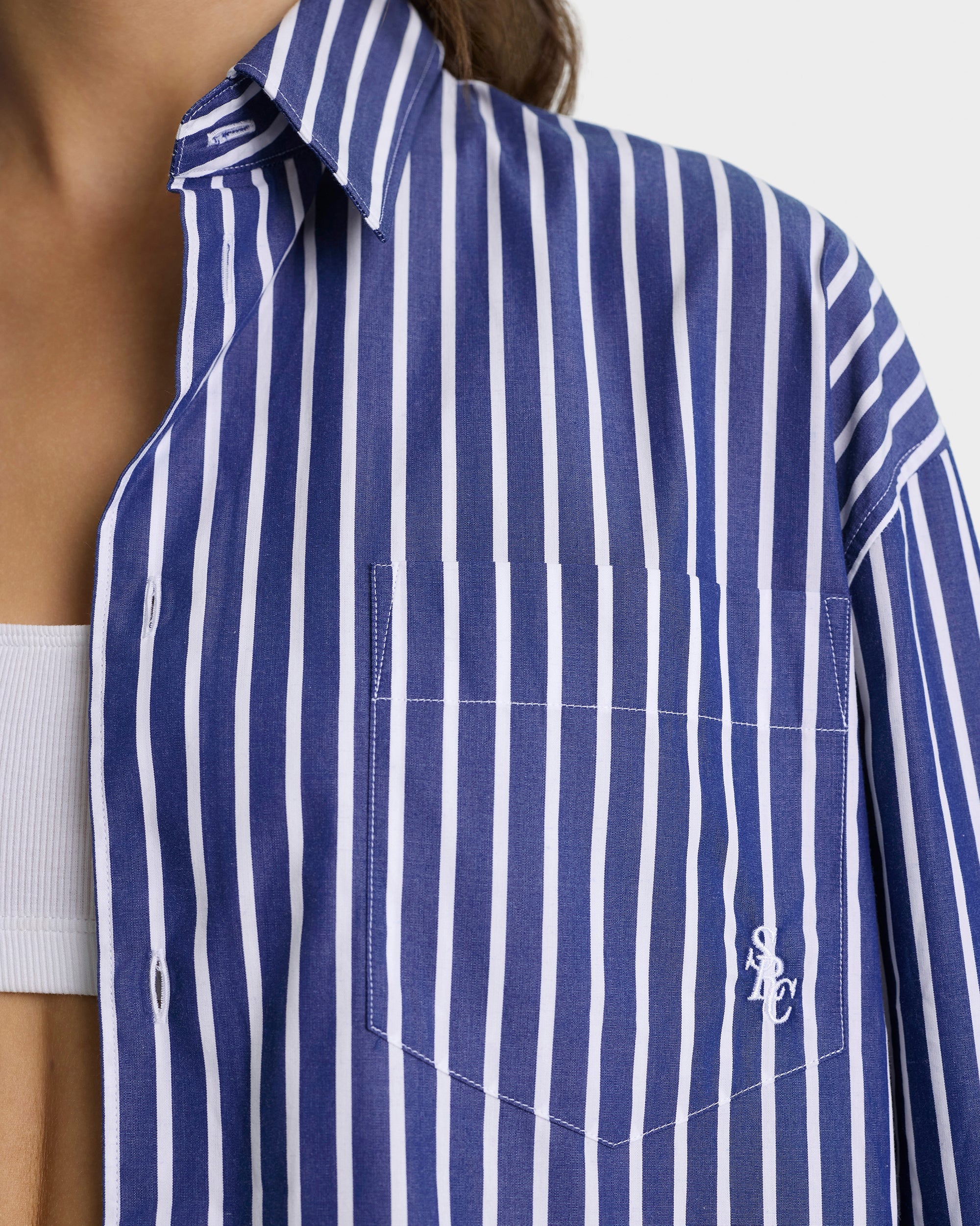 SRC Oversized Shirt - Navy Stripe