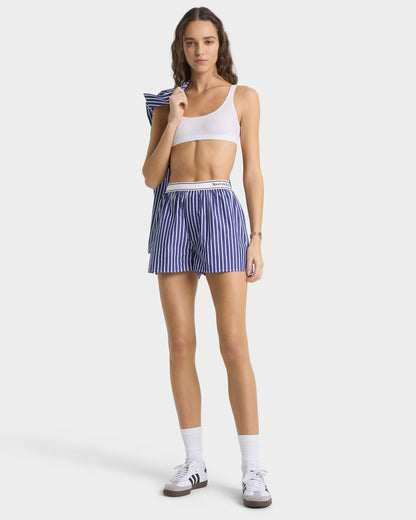 Serif Logo Boxer - Navy Stripe