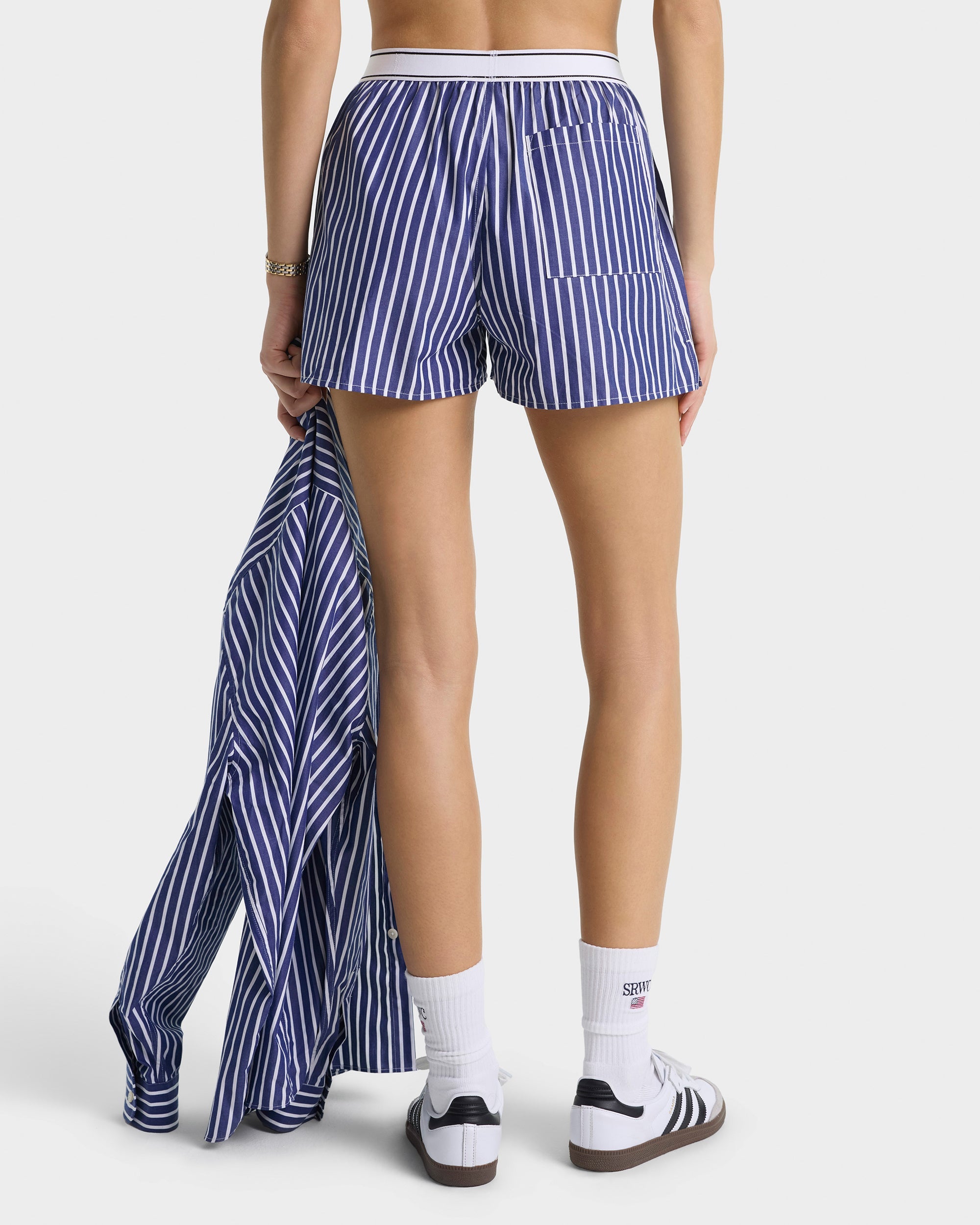 Serif Logo Boxer - Navy Stripe
