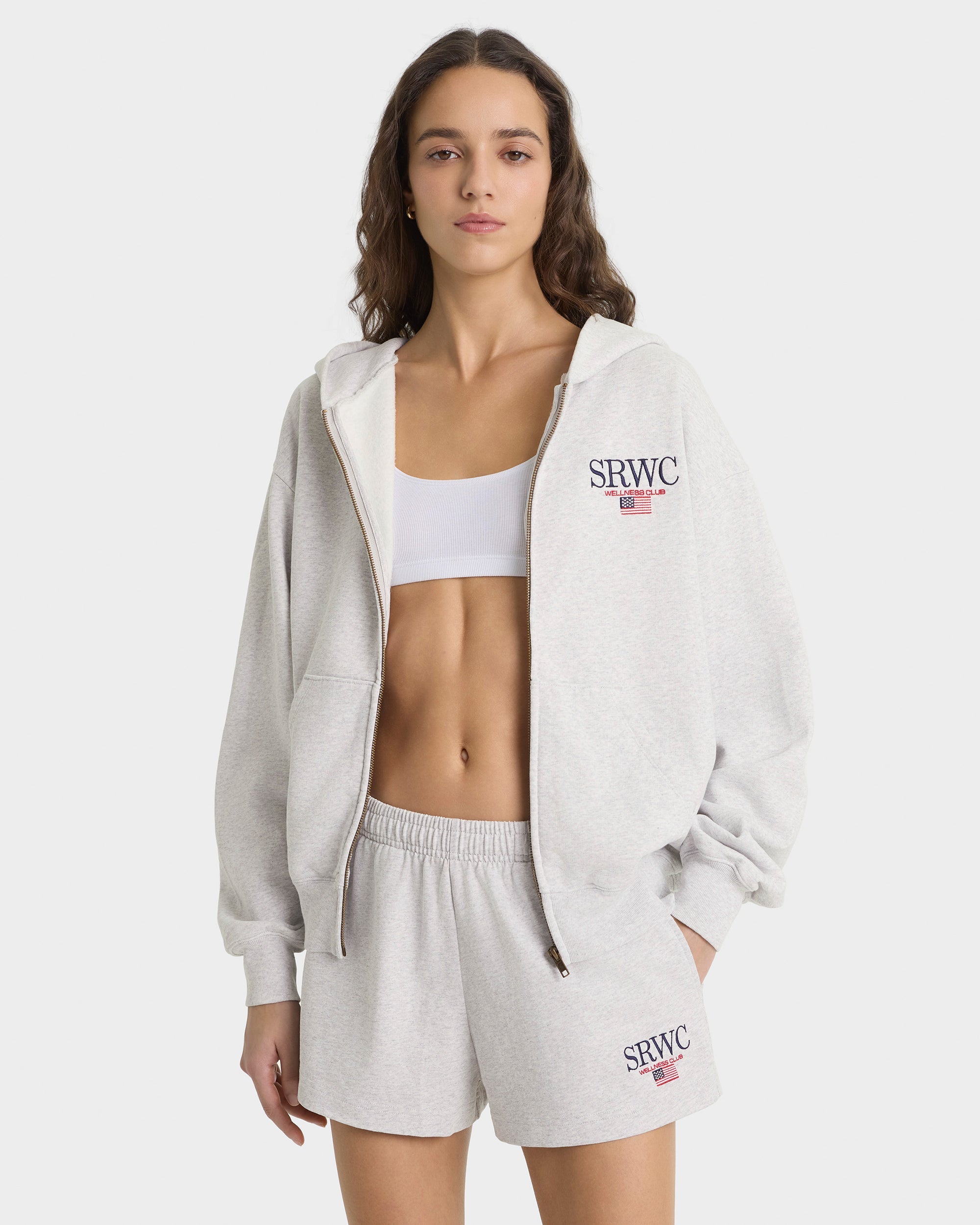 Nautical Embroidered Zip Hoodie - Heather Gray/Navy