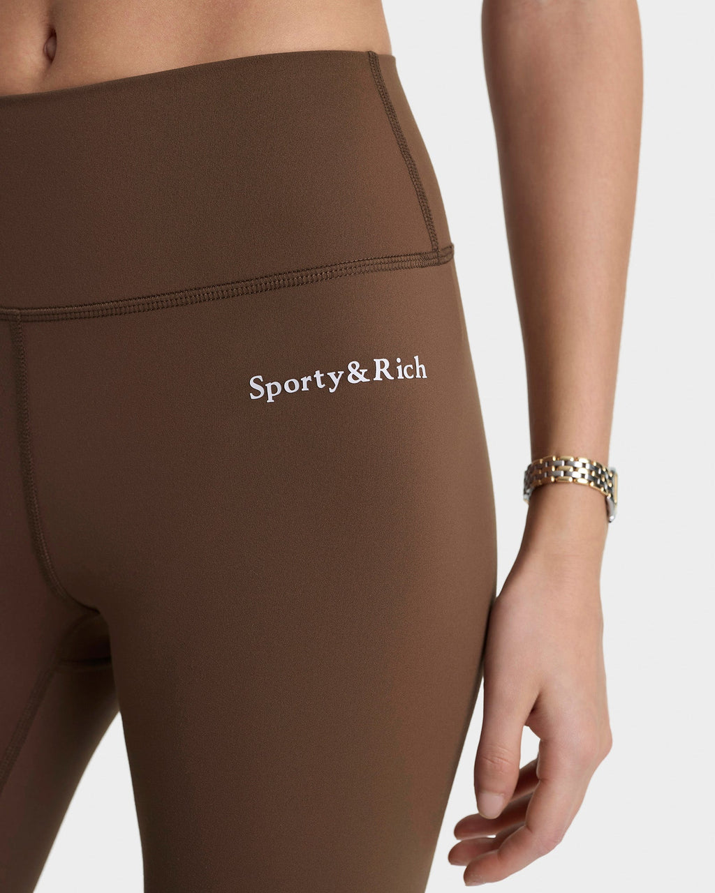 Serif Logo Legging - Toffee/White