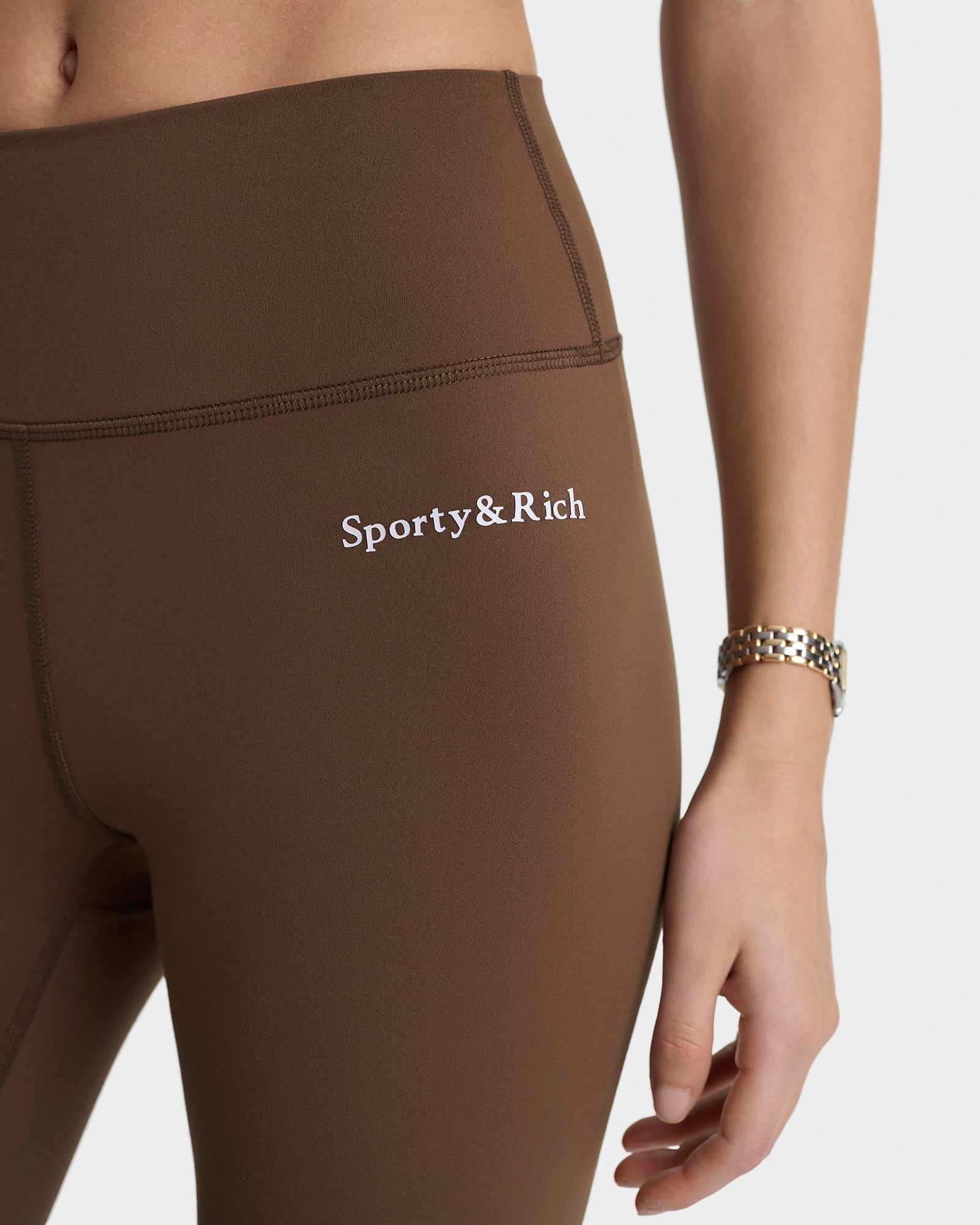 Serif Logo Legging - Toffee/White