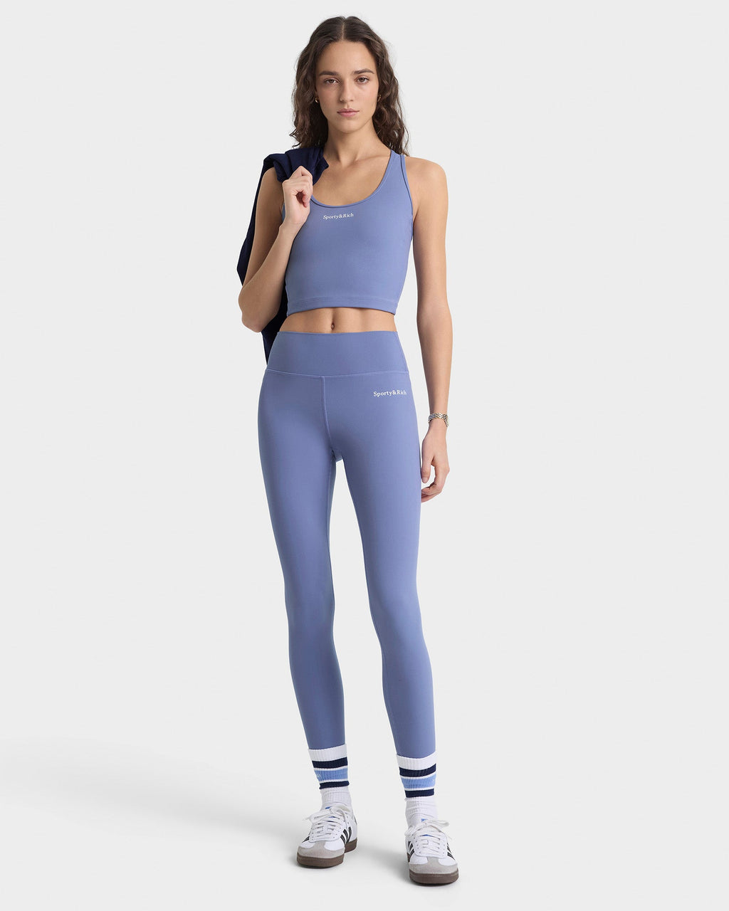 Serif Logo Legging - Colony Blue/White