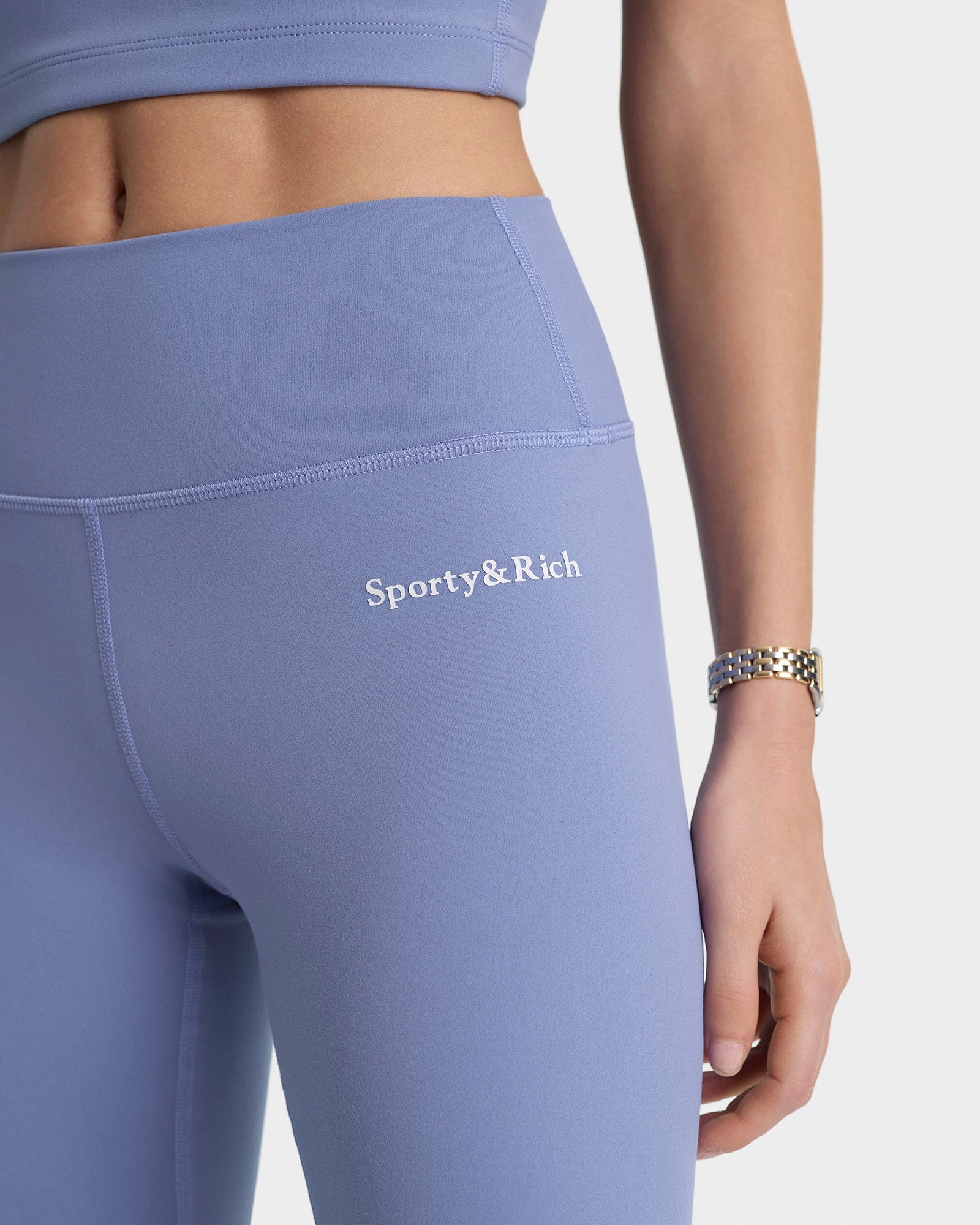 Serif Logo Legging - Colony Blue/White