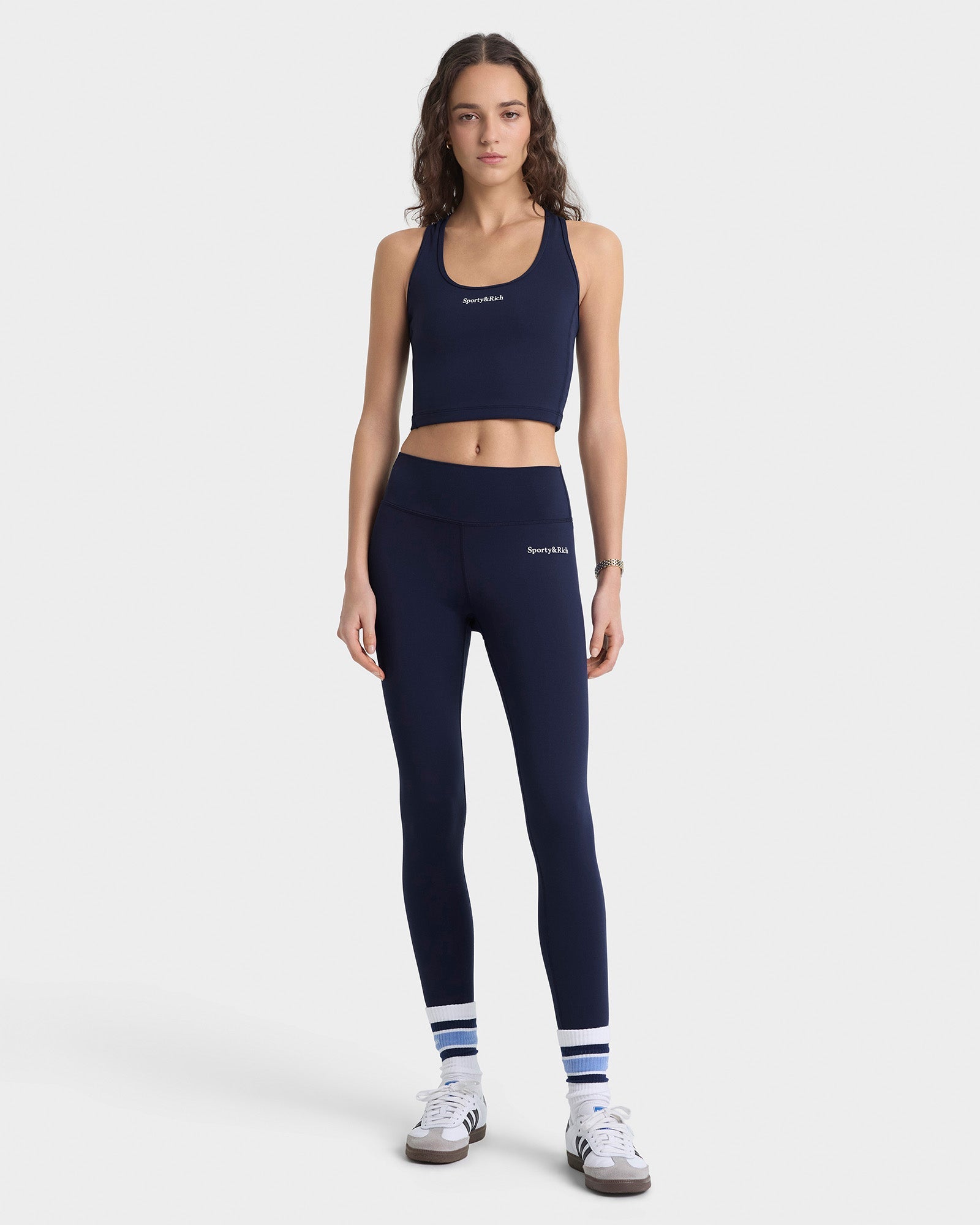 Serif Logo Sports Tank - Navy/White