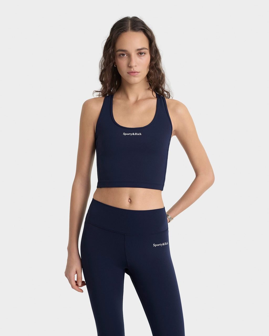 Serif Logo Sports Tank - Navy/White