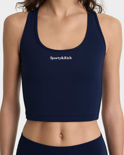 Serif Logo Sports Tank - Navy/White
