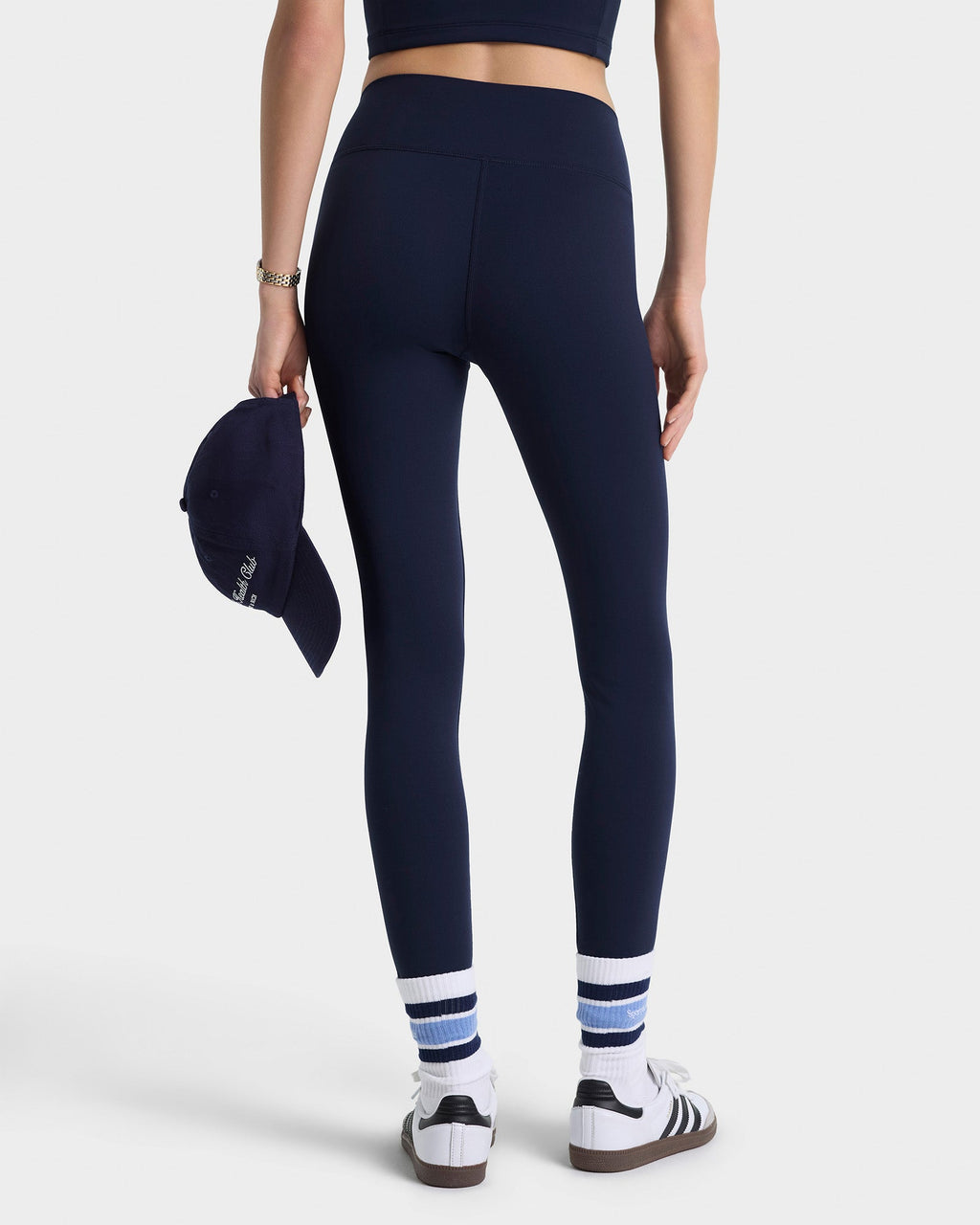 Serif Logo Legging - Navy/White