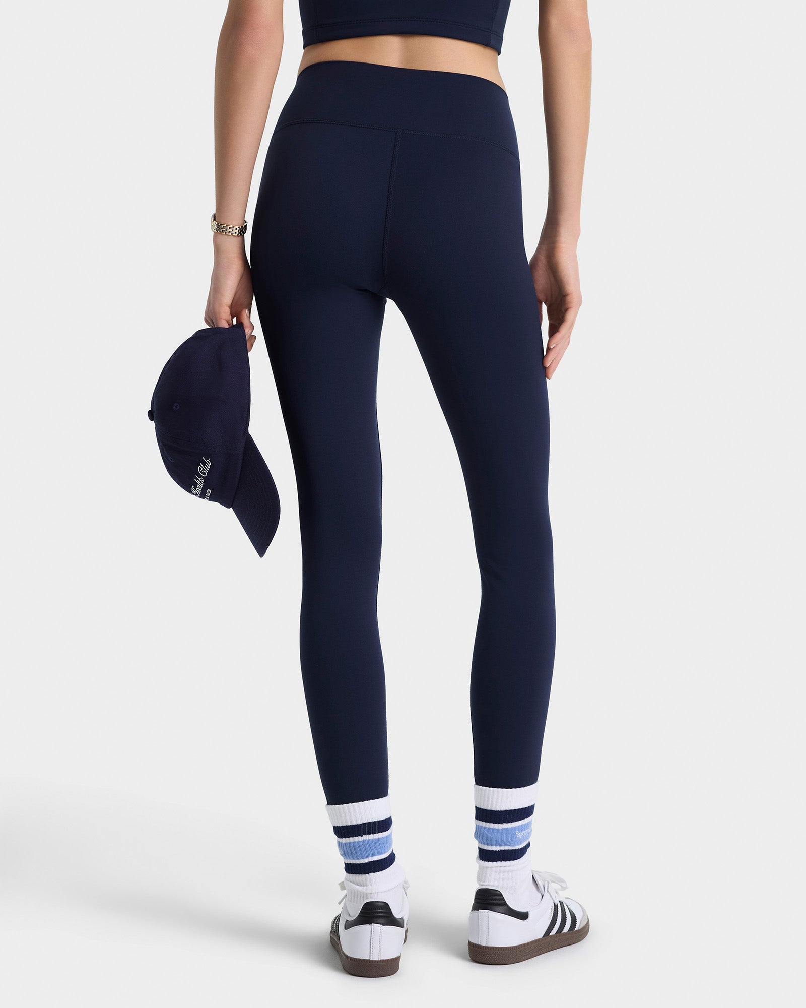 Serif Logo Legging - Navy/White