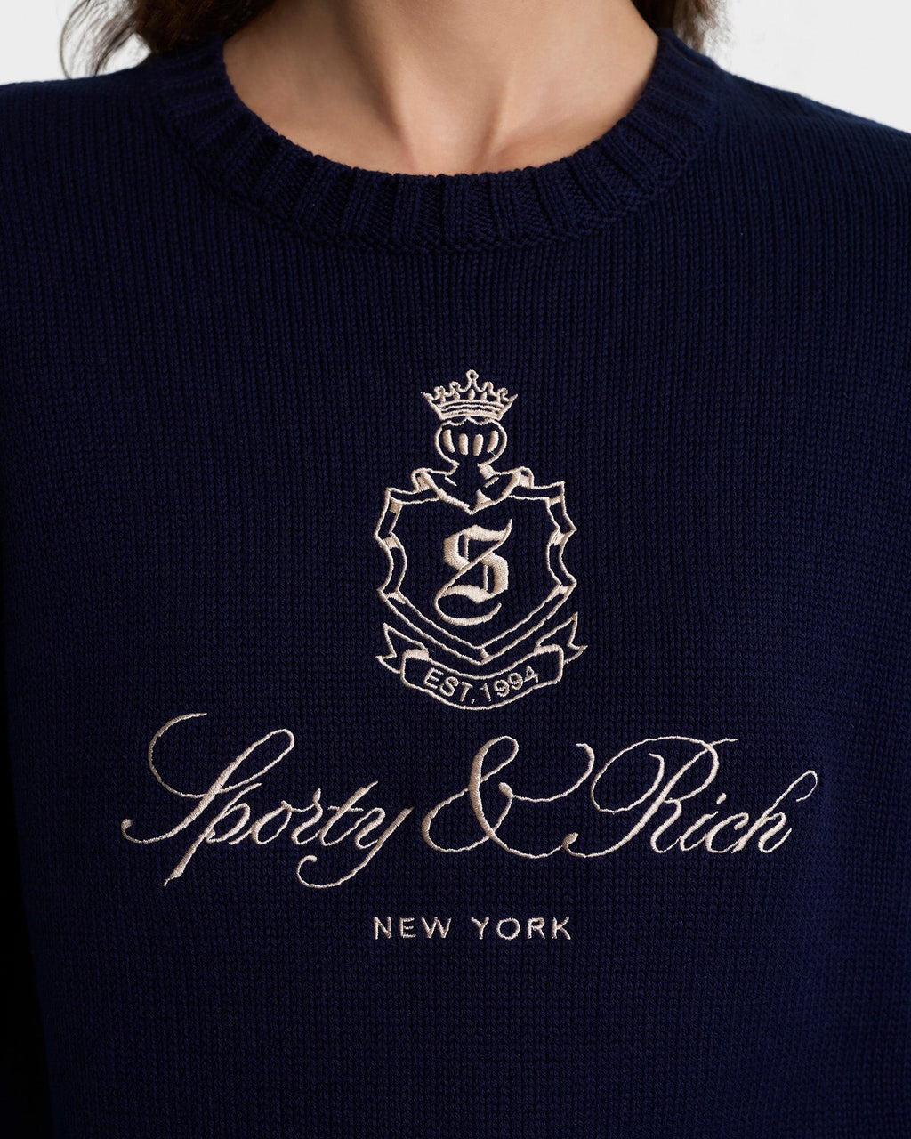 Vendome Knitted Sweater - Navy/Ecru