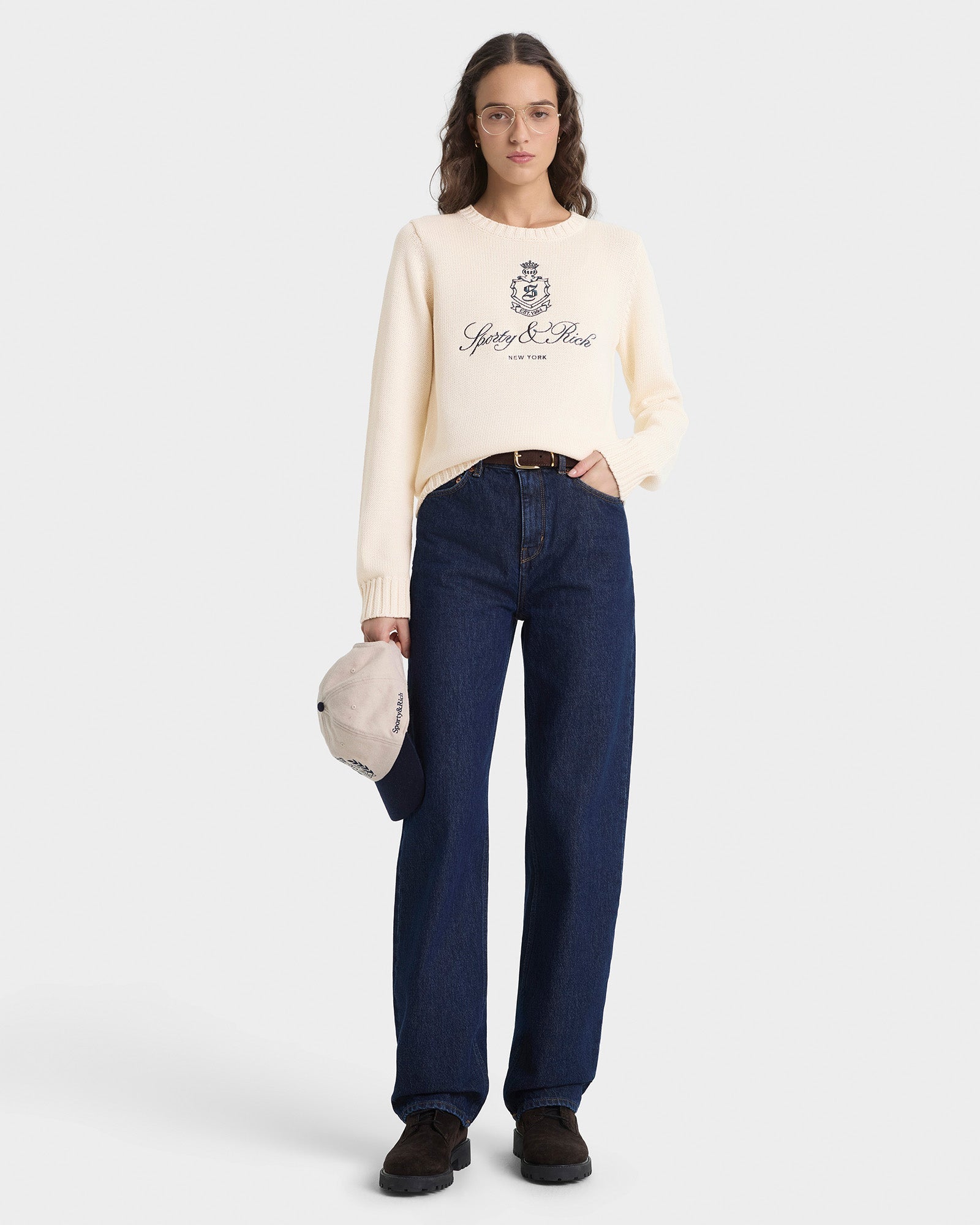 Vendome Knitted Sweater - Ecru/Navy