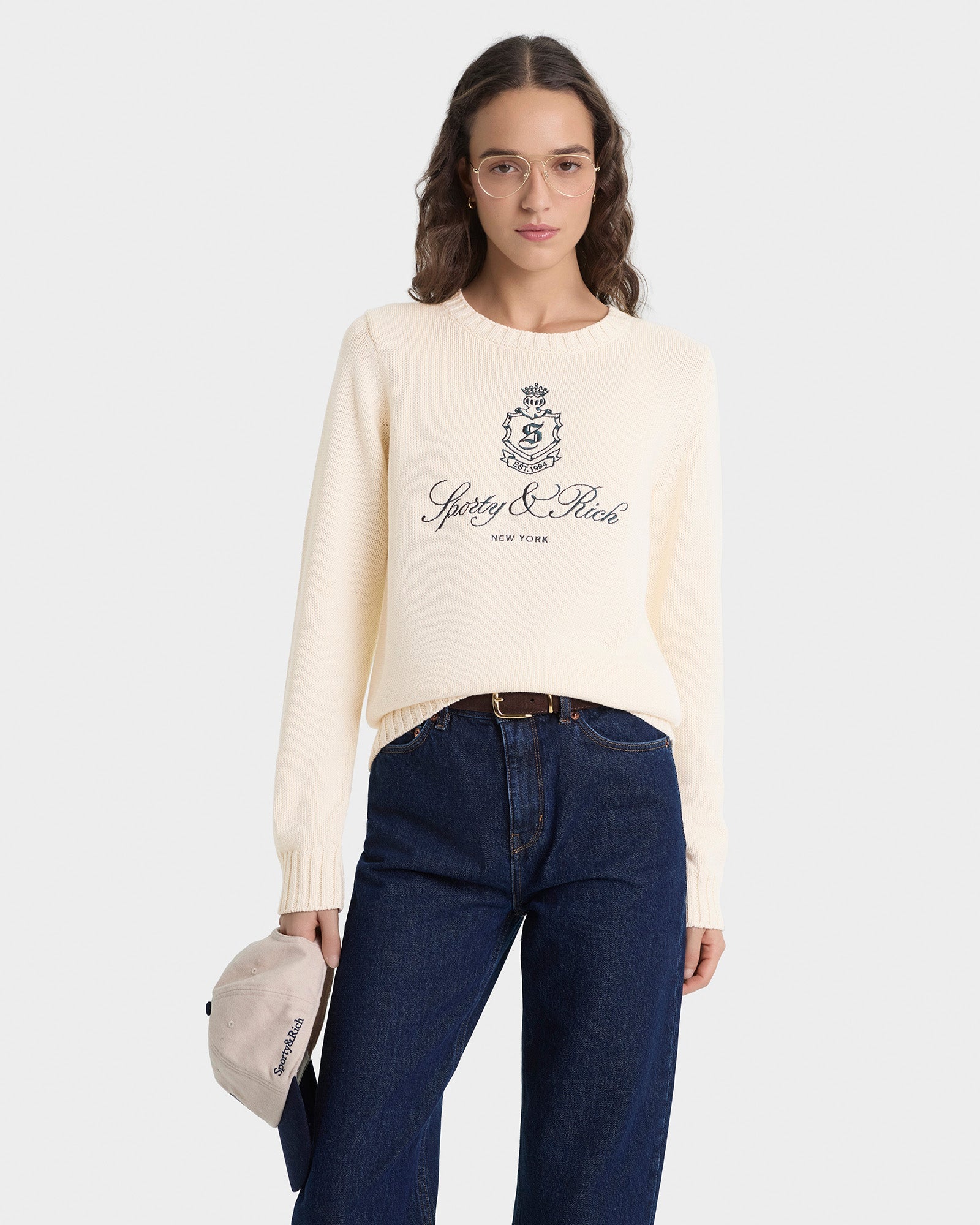 Vendome Knitted Sweater - Ecru/Navy