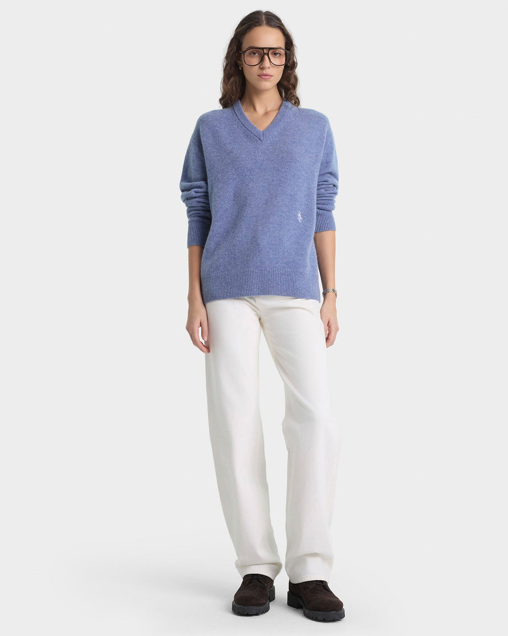 SRC Cashmere V-Neck Sweater - Colony Blue