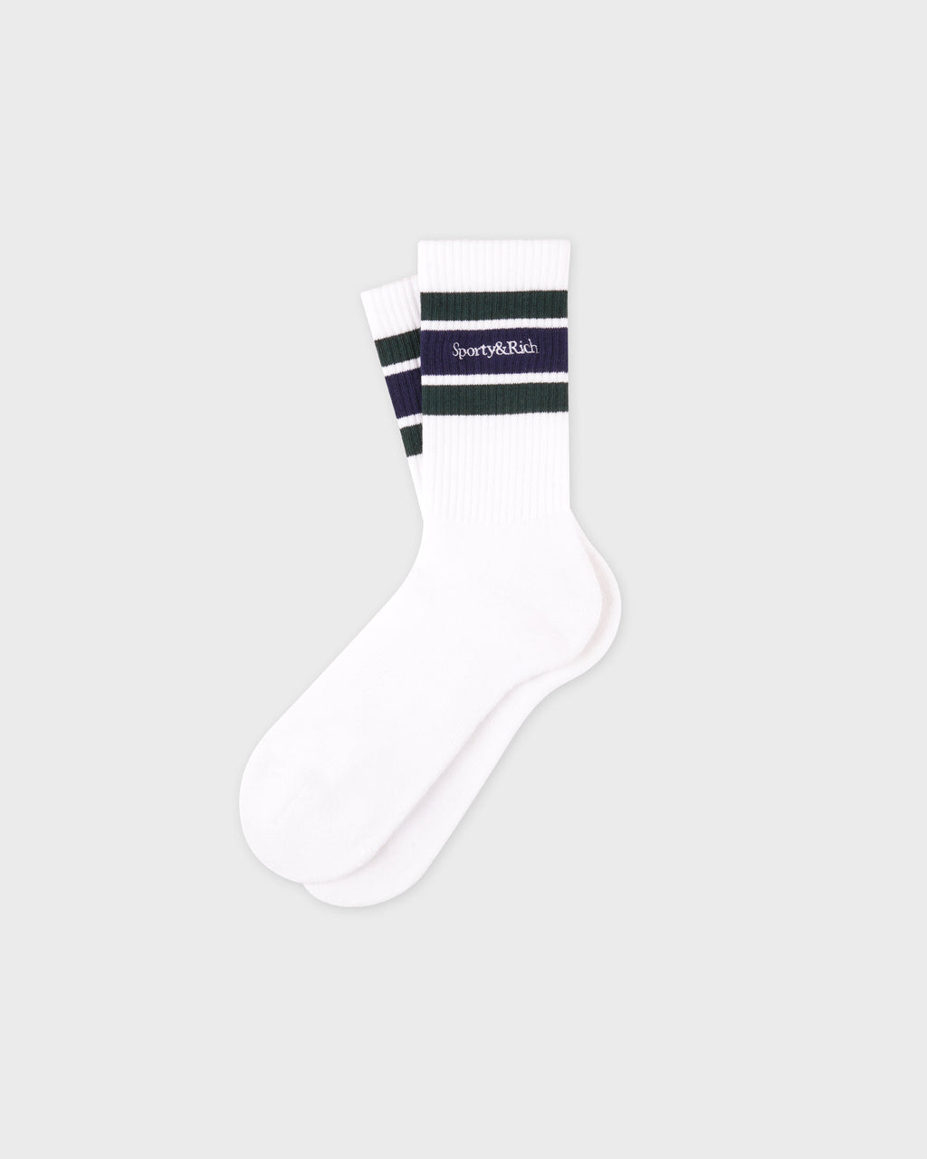 Serif Logo Socks - White/Forest/Navy
