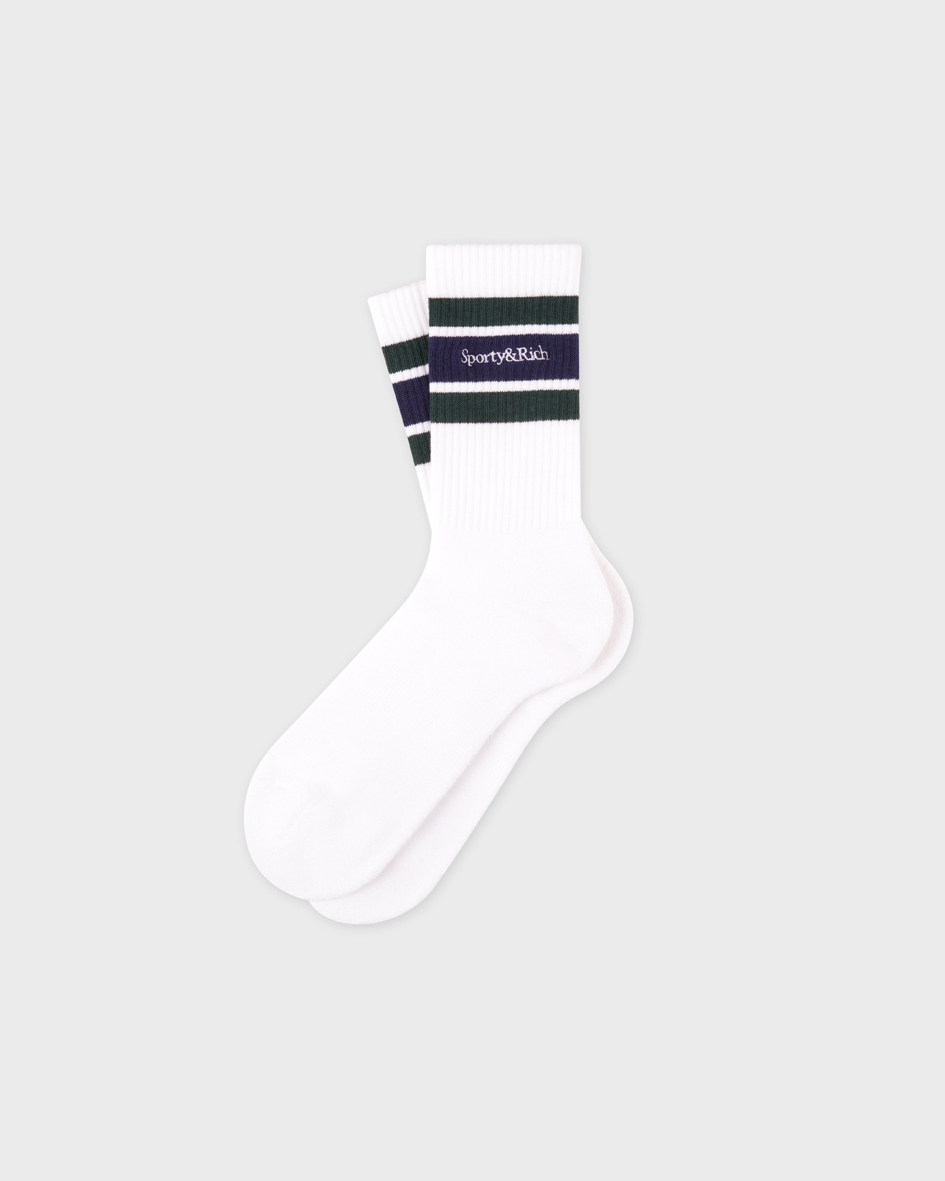 Serif Logo Socks - White/Forest/Navy