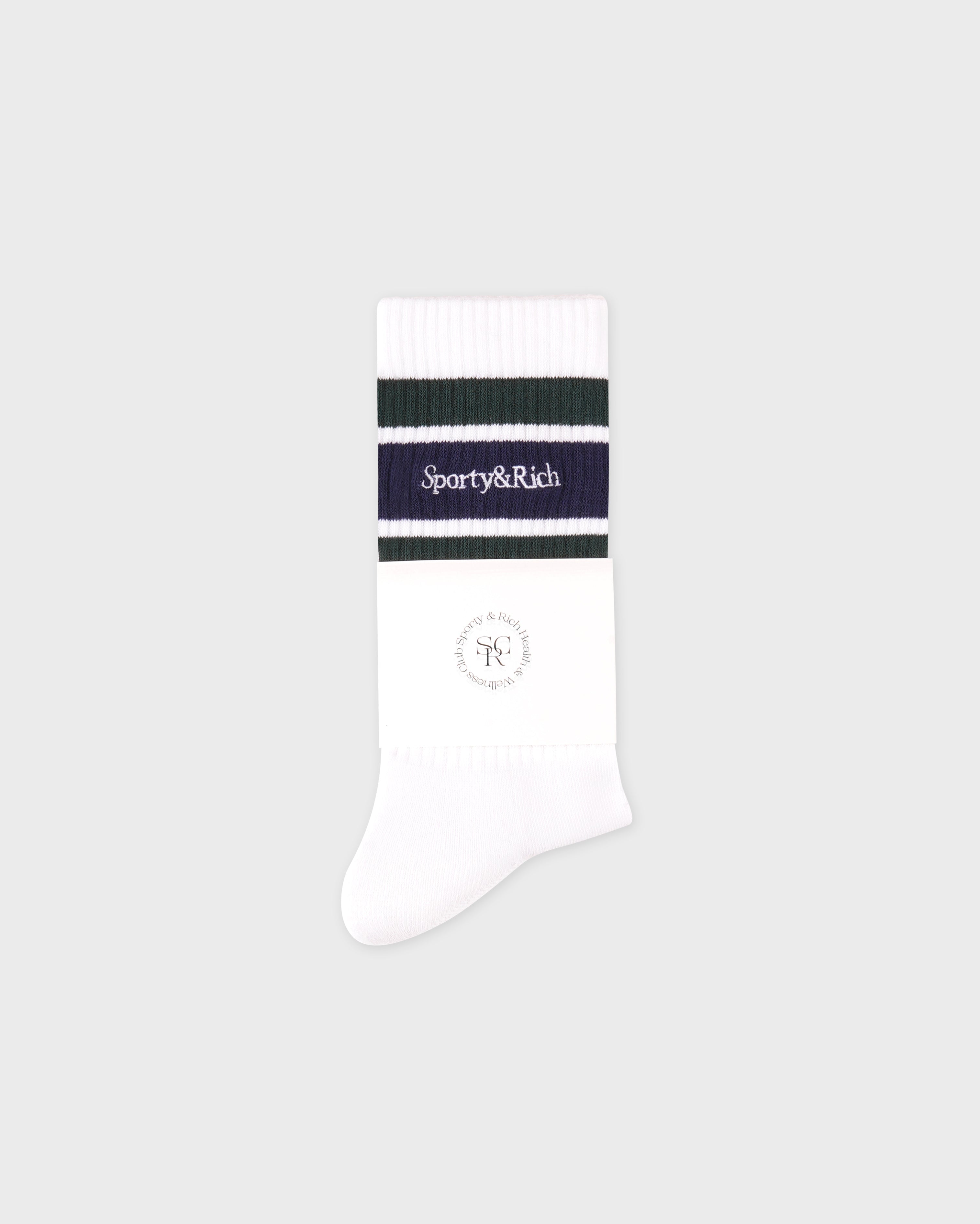 Serif Logo Socks - White/Forest/Navy