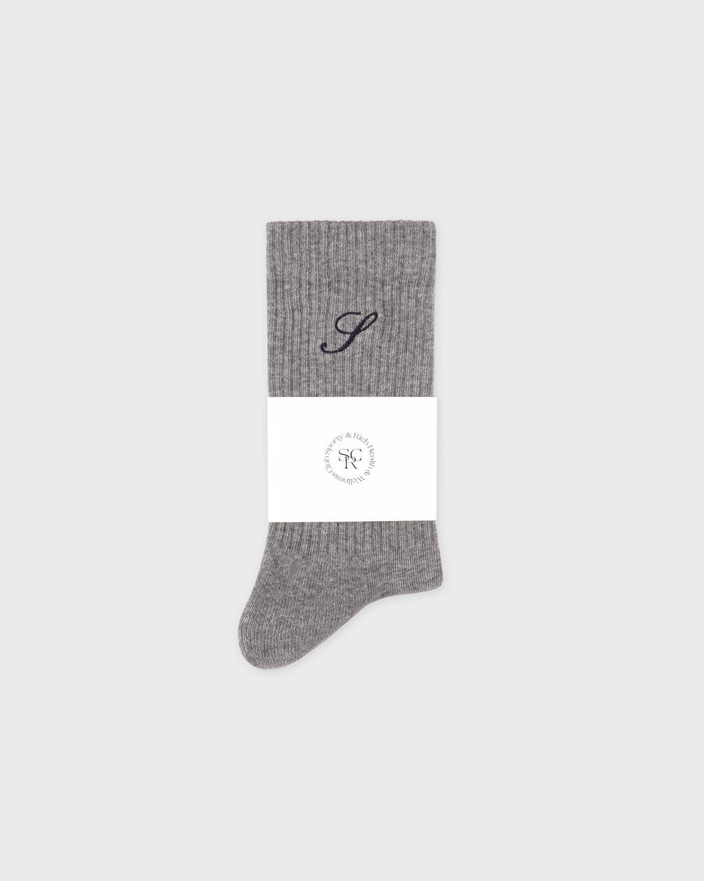 S Logo Wide Rib Cotton Socks - Heather Gray