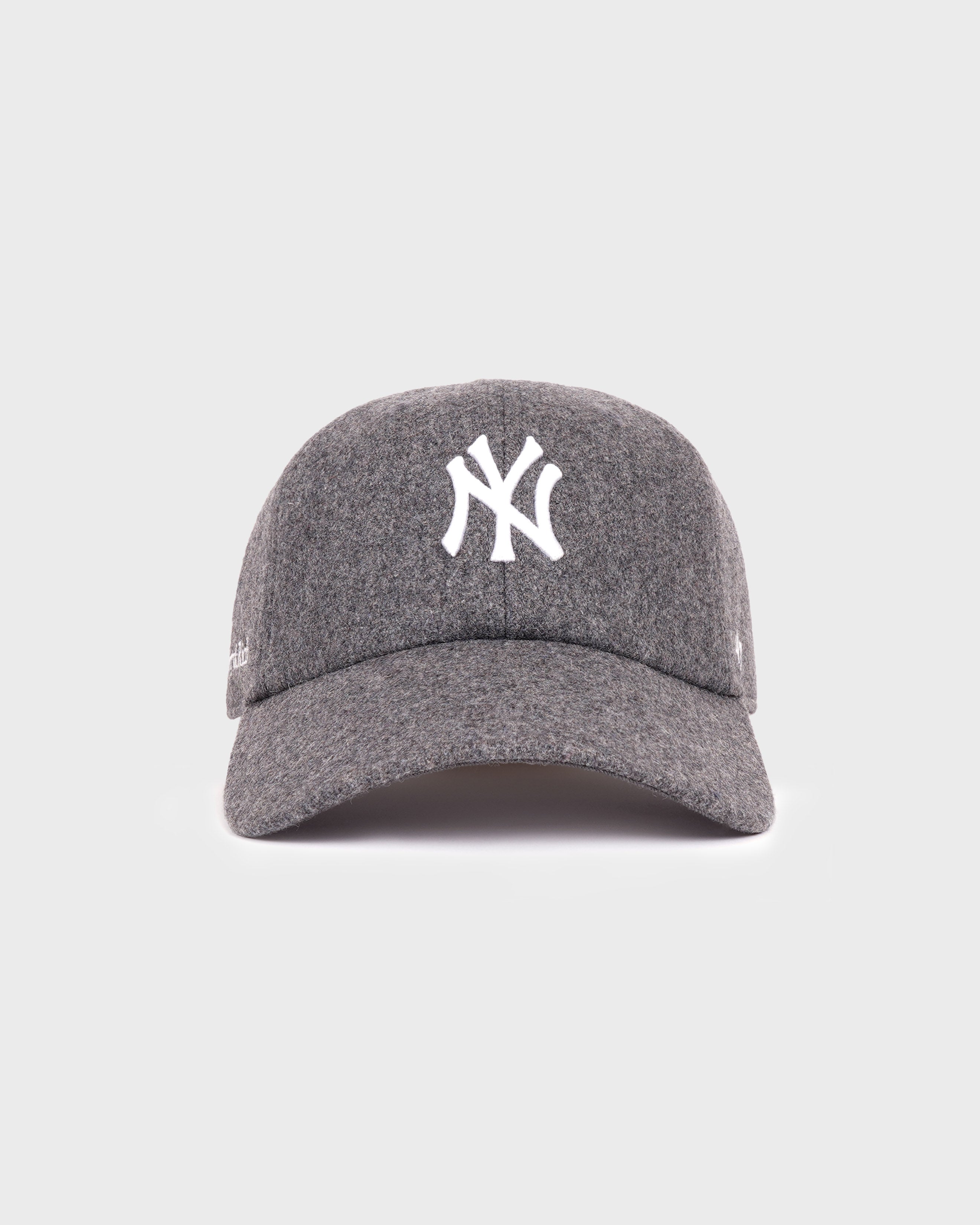 Yankees Serif Wool Hat - Dark Grey/White