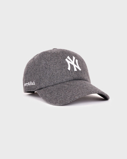 Yankees Serif Wool Hat - Dark Grey/White