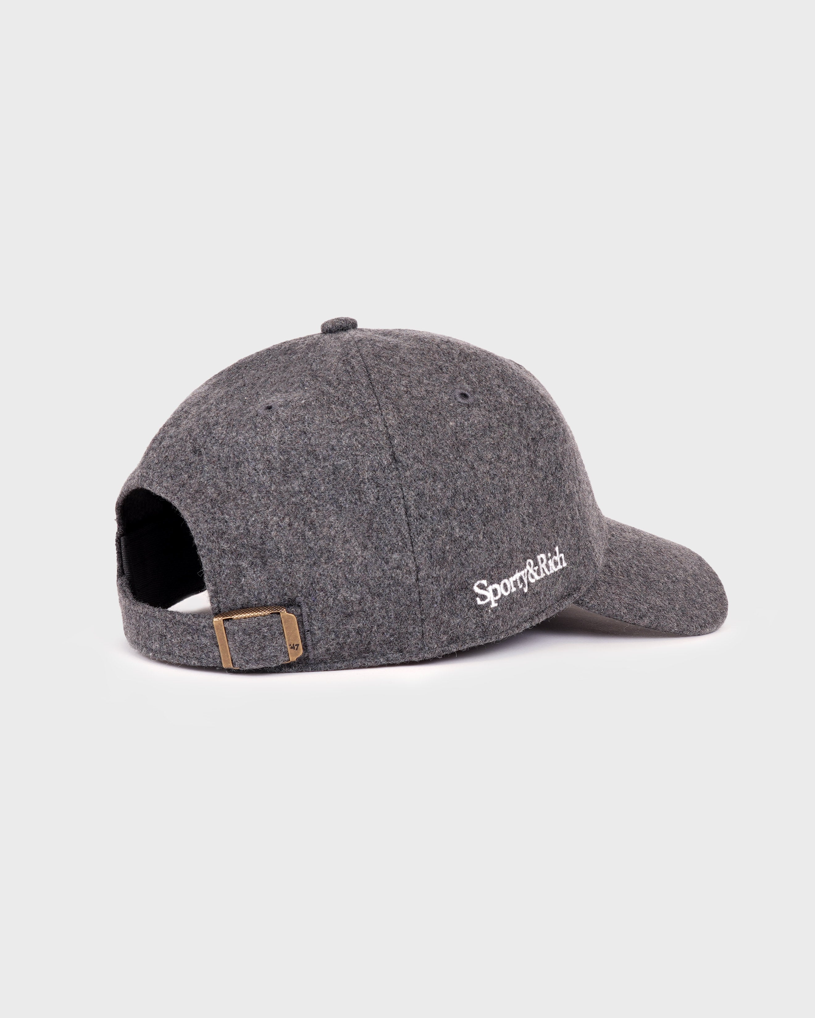 Yankees Serif Wool Hat - Dark Grey/White
