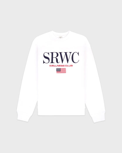 Nautical Embroidered Crewneck - White/Navy/Ruby