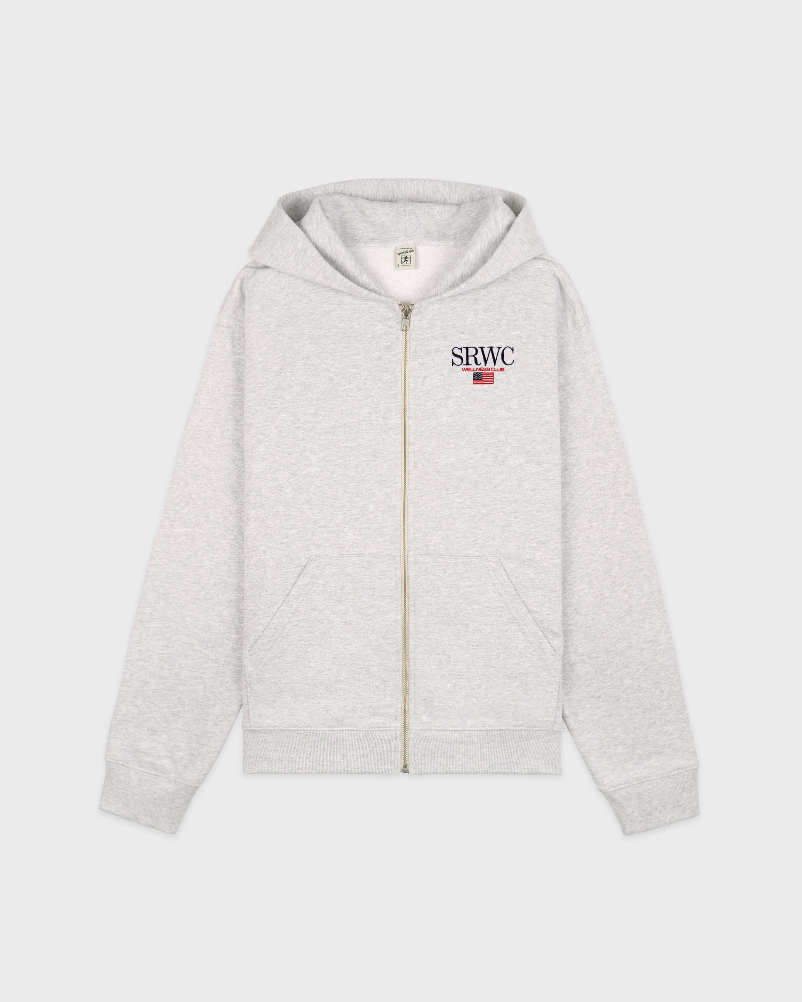 Nautical Embroidered Zip Hoodie - Heather Gray/Navy