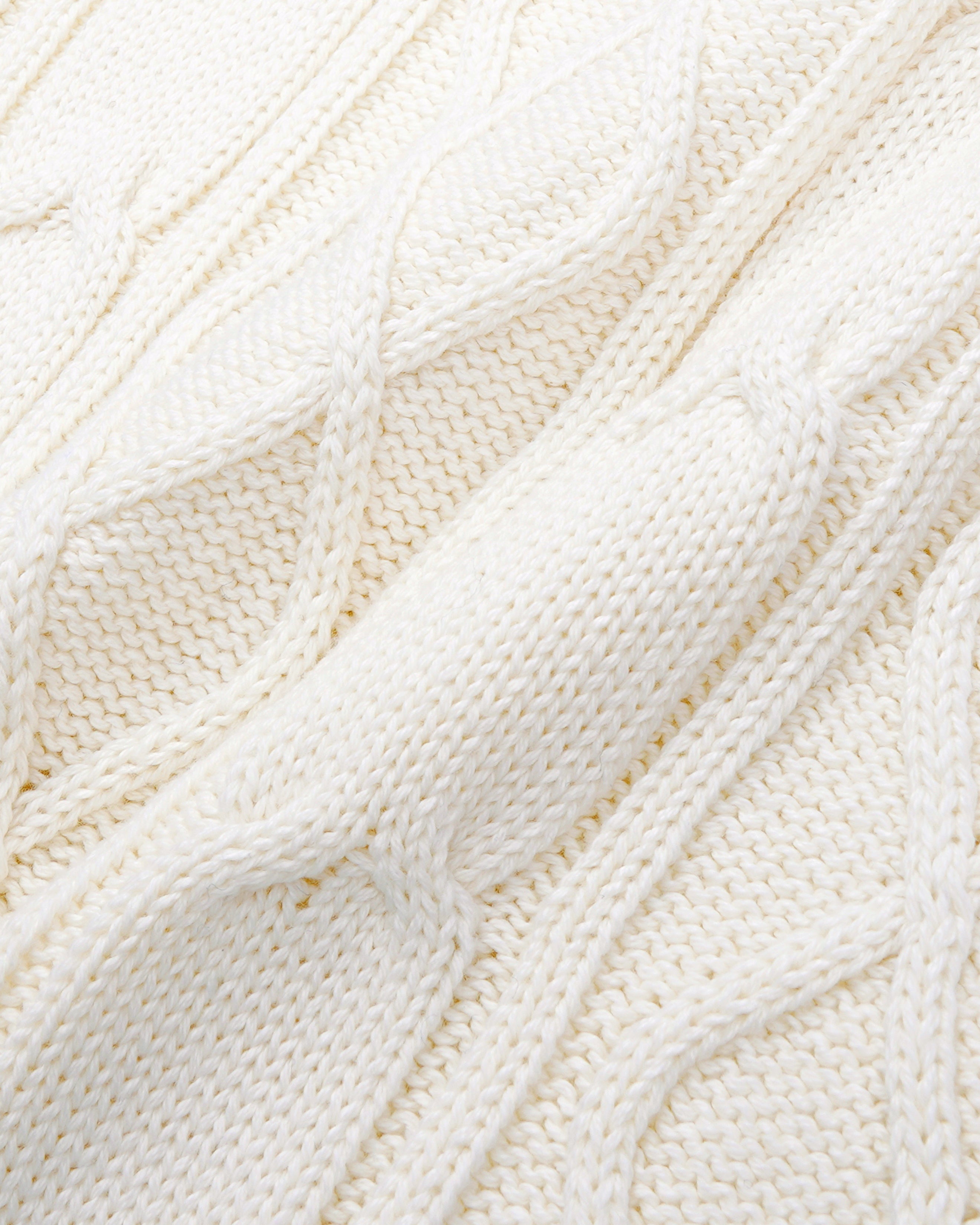 SRC Cableknit V-Neck Sweater - Ecru/Navy/Forest