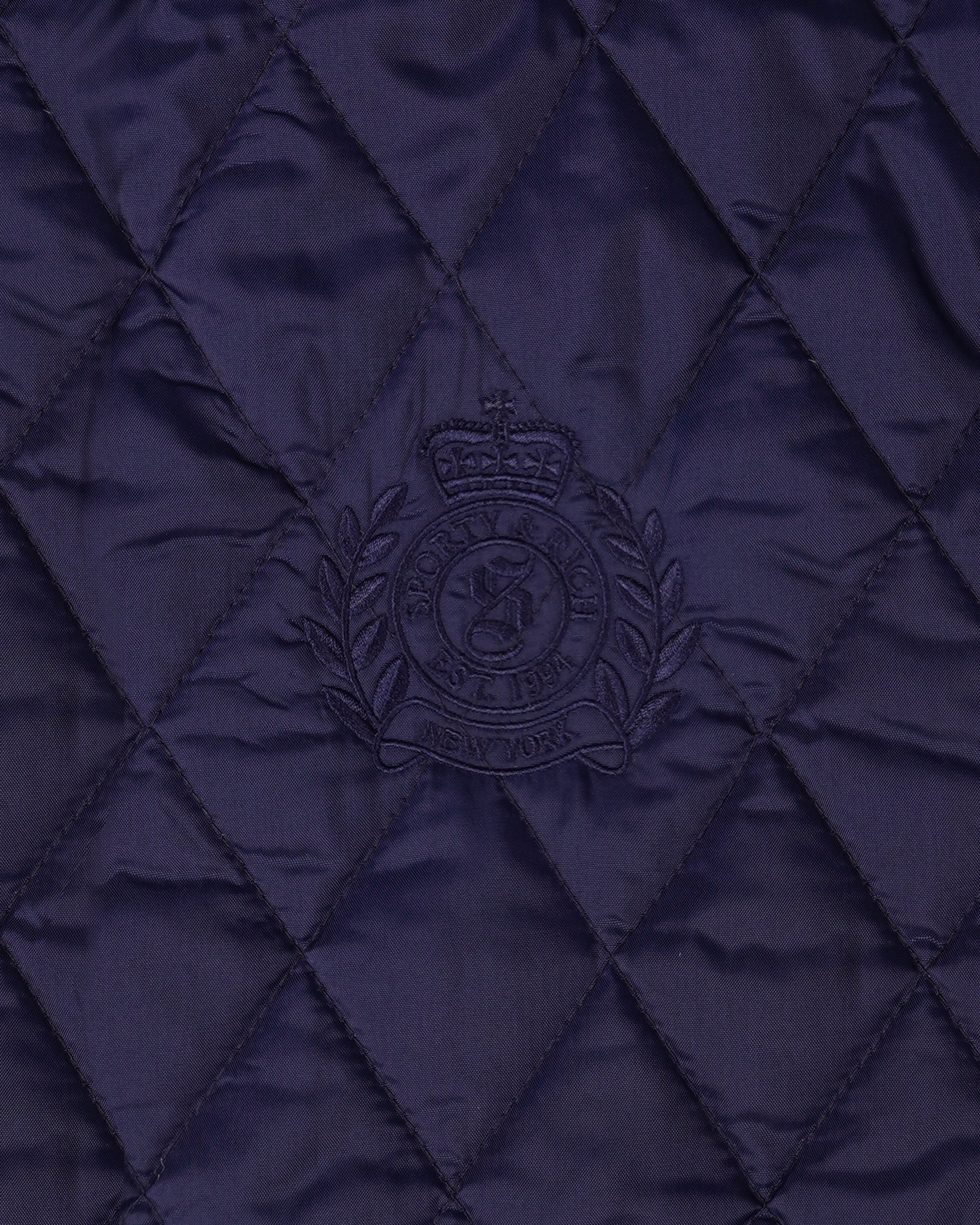 NY Crest Nylon Quilted Jacket - Navy/Tan