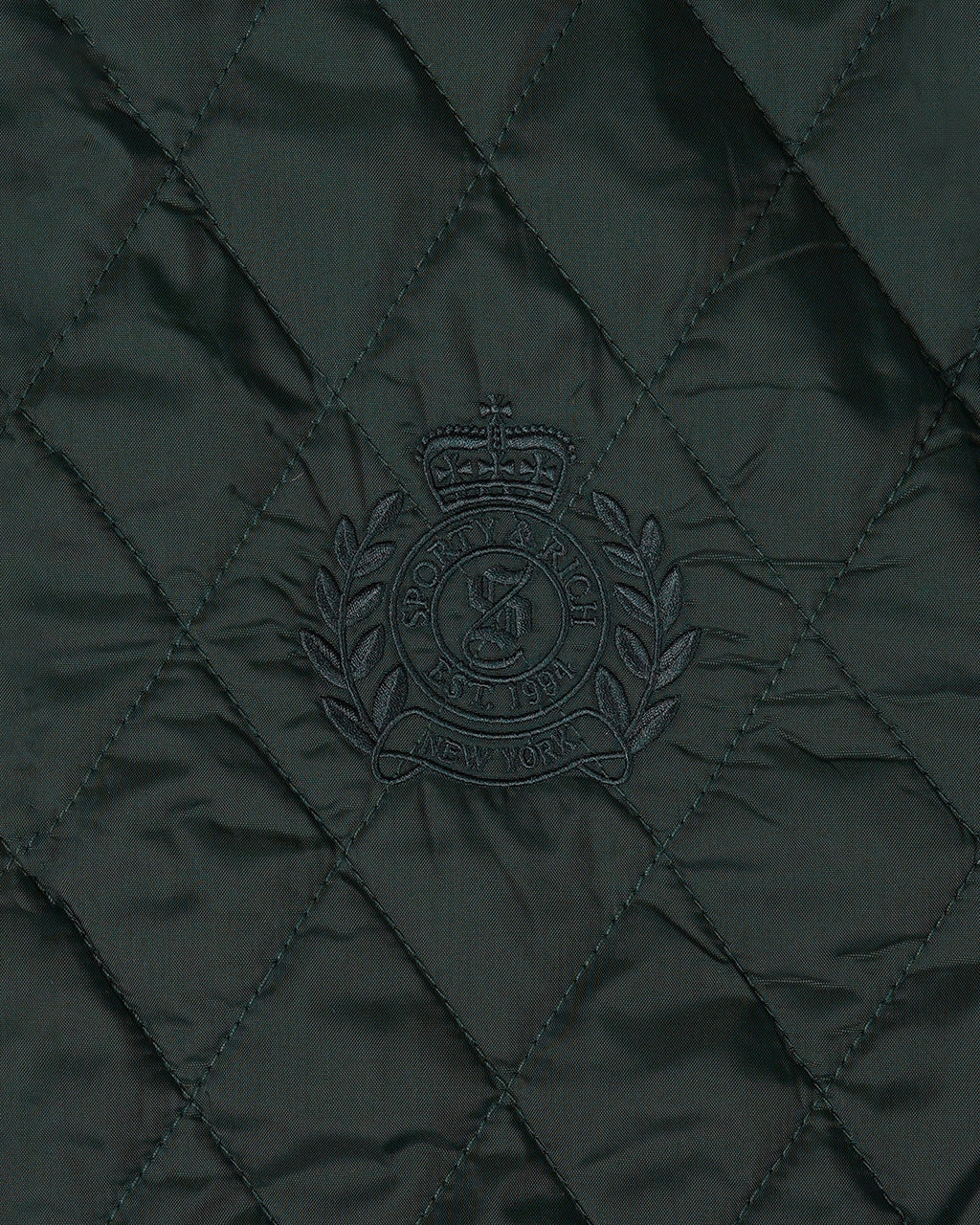 NY Crest Nylon Quilted Jacket - Forest/Tan